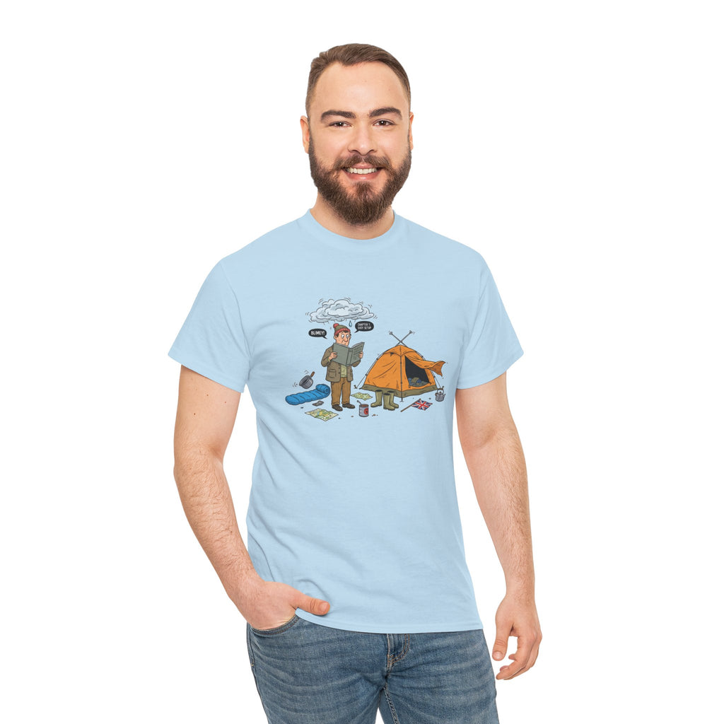 Retro Mountain Camping Graphic T-Shirt — Vintage Campfire Adventure Tee