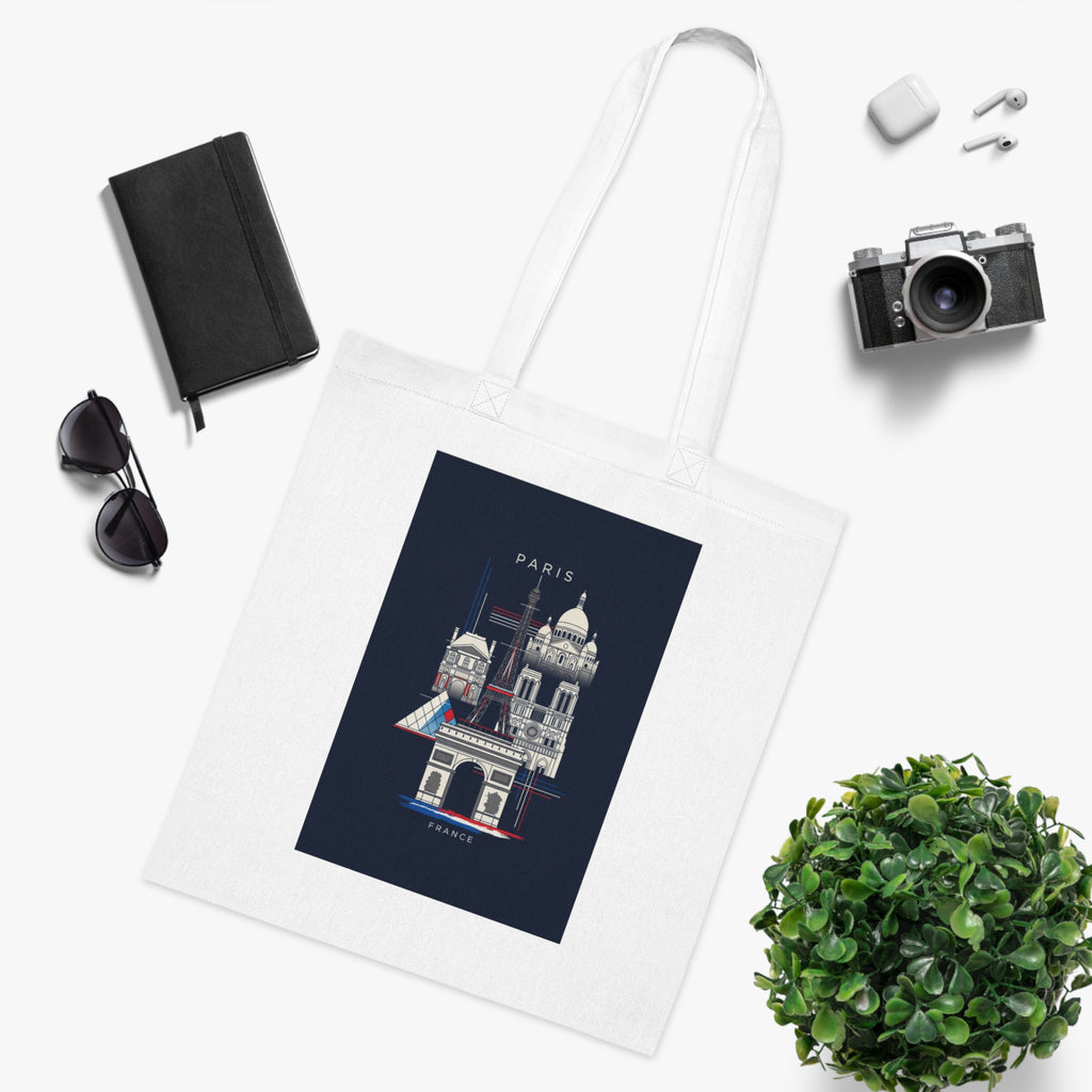 Paris Landmark Tote Bag — Illustrated Sacré‑Cœur Cotton Tote