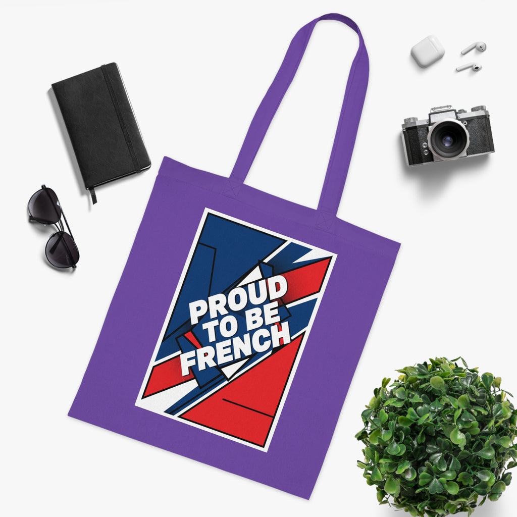 Proud to Be French Cotton Tote Bag — Blue & Red Patriotic Market Bag
