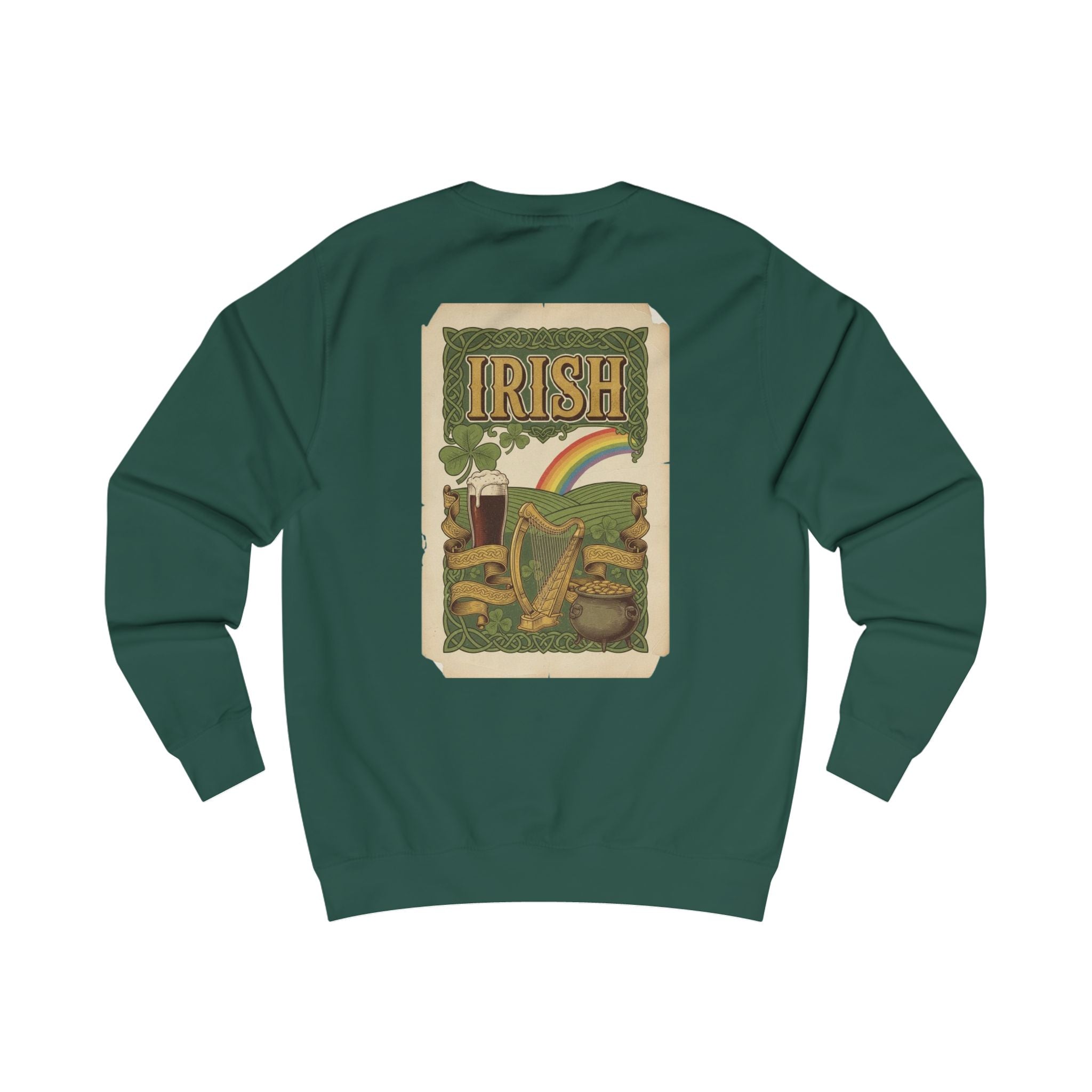 Irish Vintage Poster Sweatshirt — Retro Shamrock & Rainbow St. Patrick’s Day Crewneck