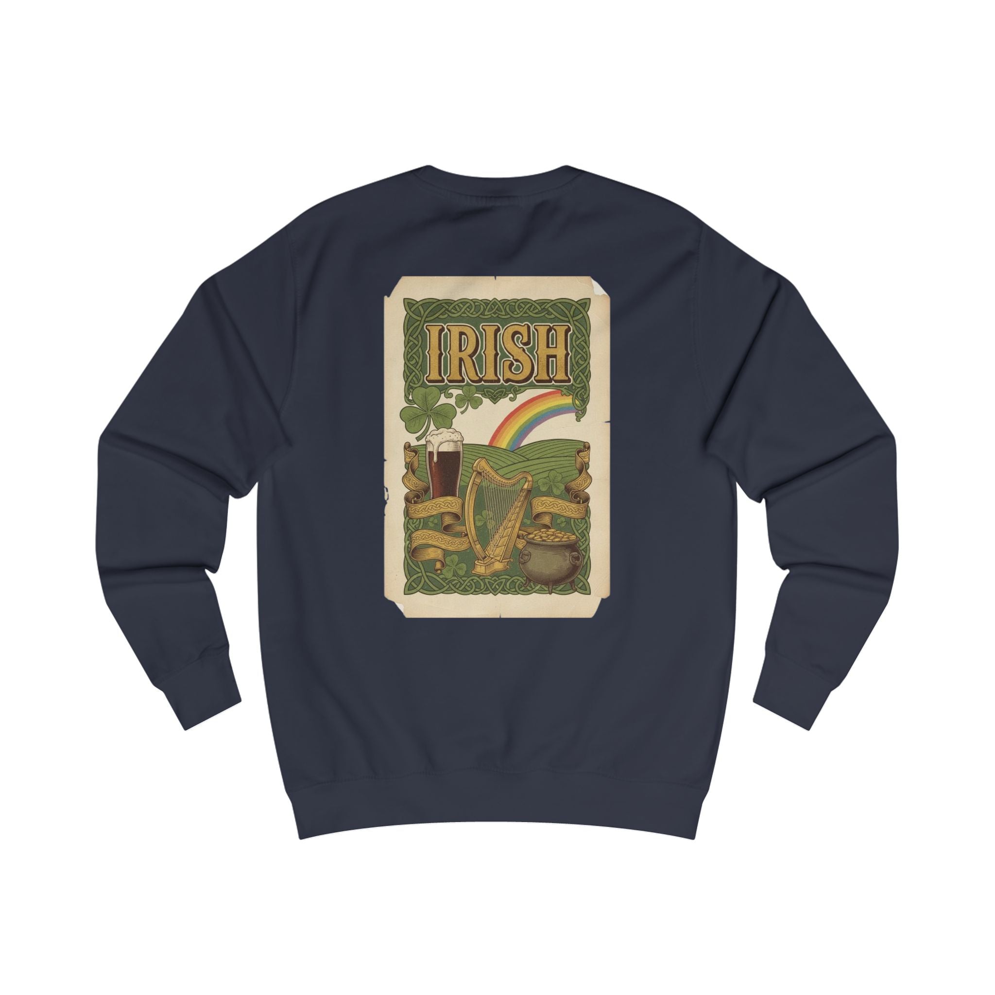 Irish Vintage Poster Sweatshirt — Retro Shamrock & Rainbow St. Patrick’s Day Crewneck