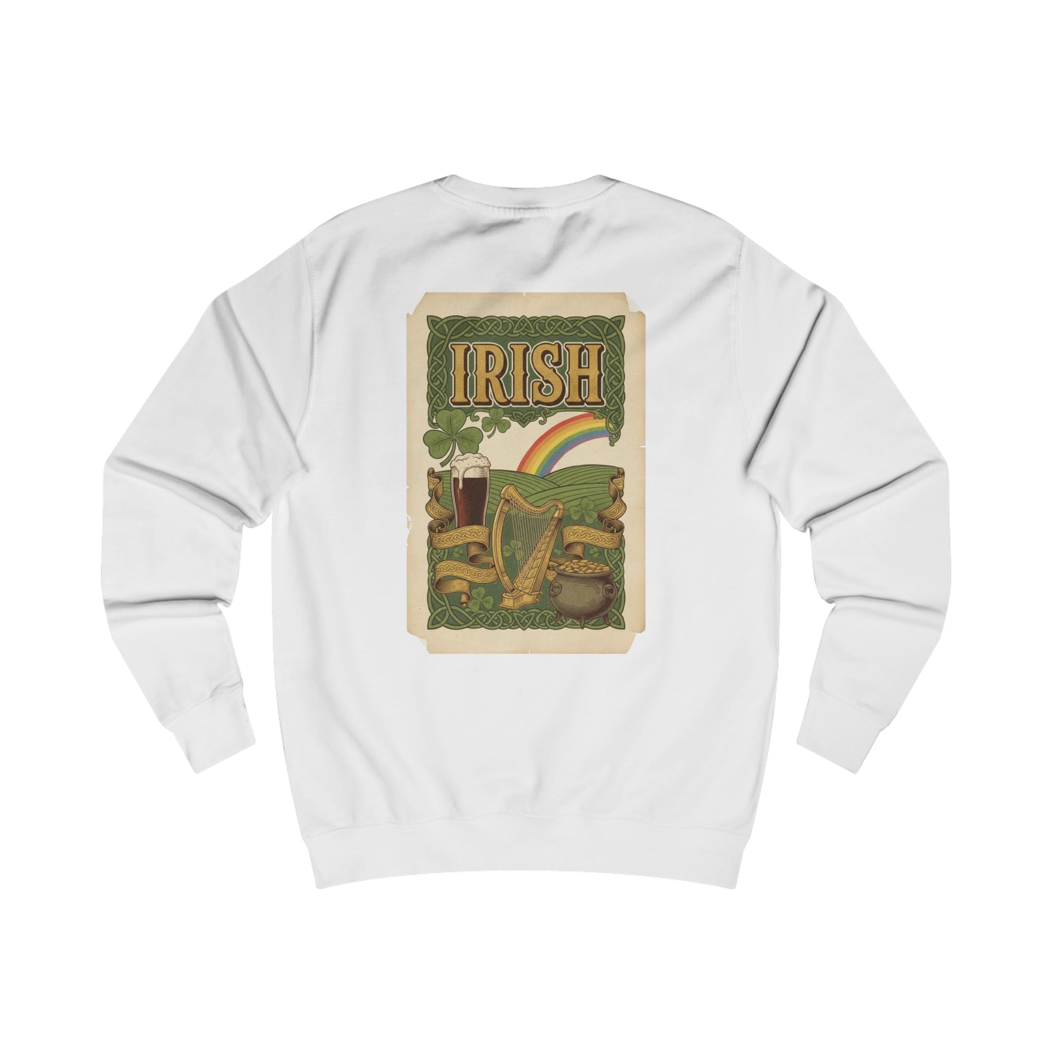 Irish Vintage Poster Sweatshirt — Retro Shamrock & Rainbow St. Patrick’s Day Crewneck
