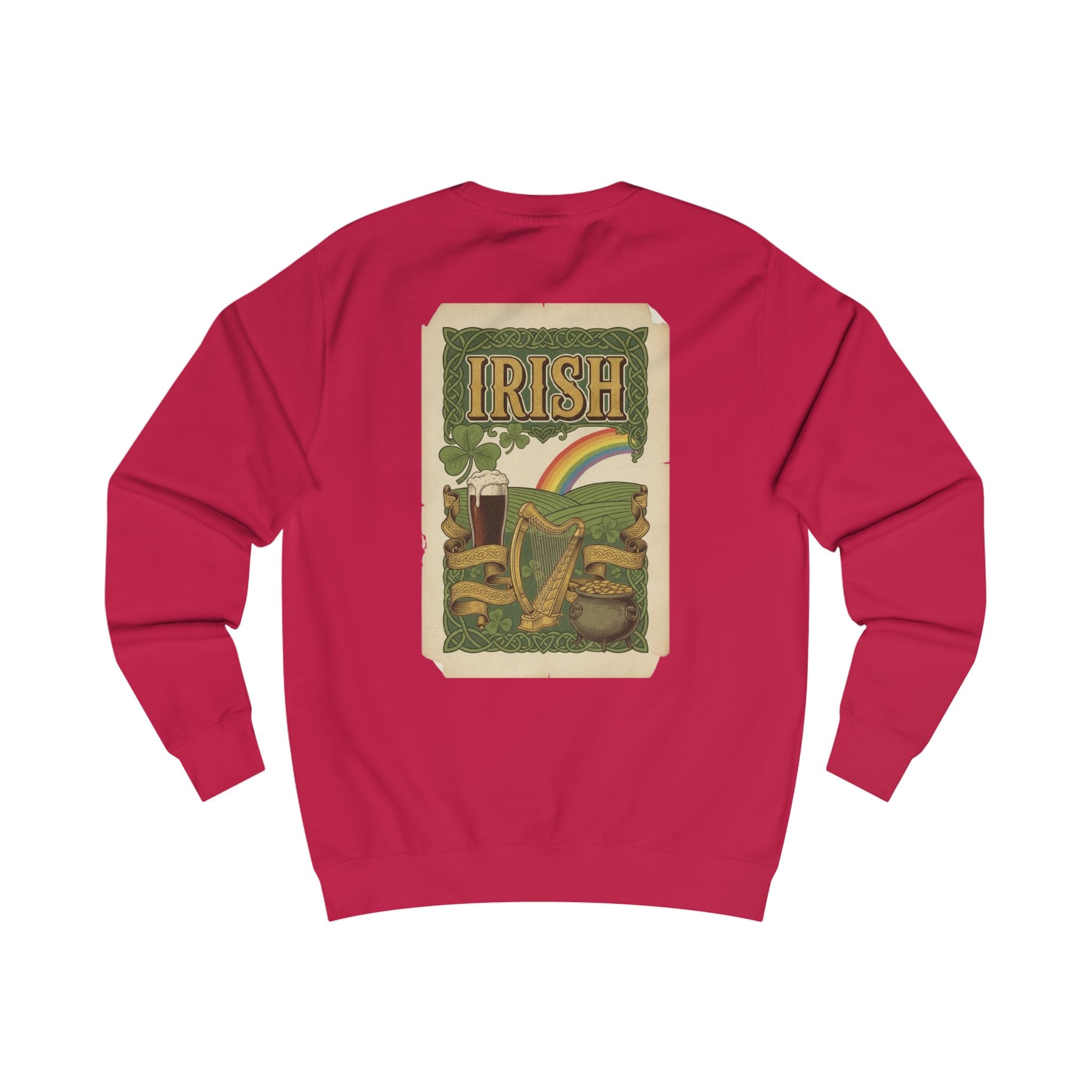 Irish Vintage Poster Sweatshirt — Retro Shamrock & Rainbow St. Patrick’s Day Crewneck