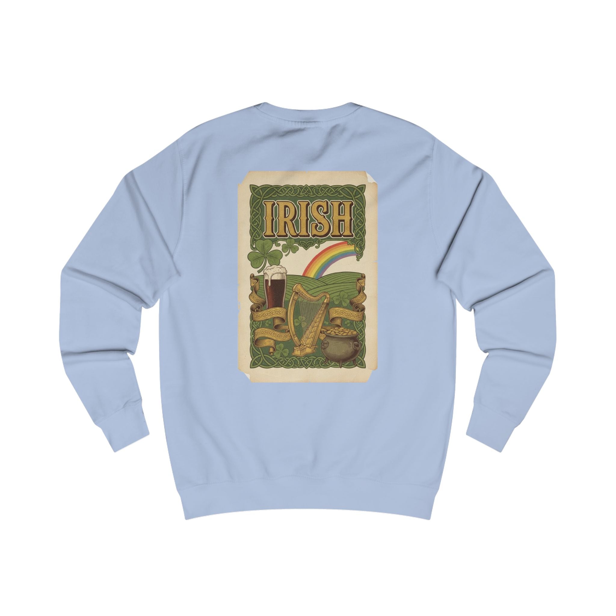 Irish Vintage Poster Sweatshirt — Retro Shamrock & Rainbow St. Patrick’s Day Crewneck