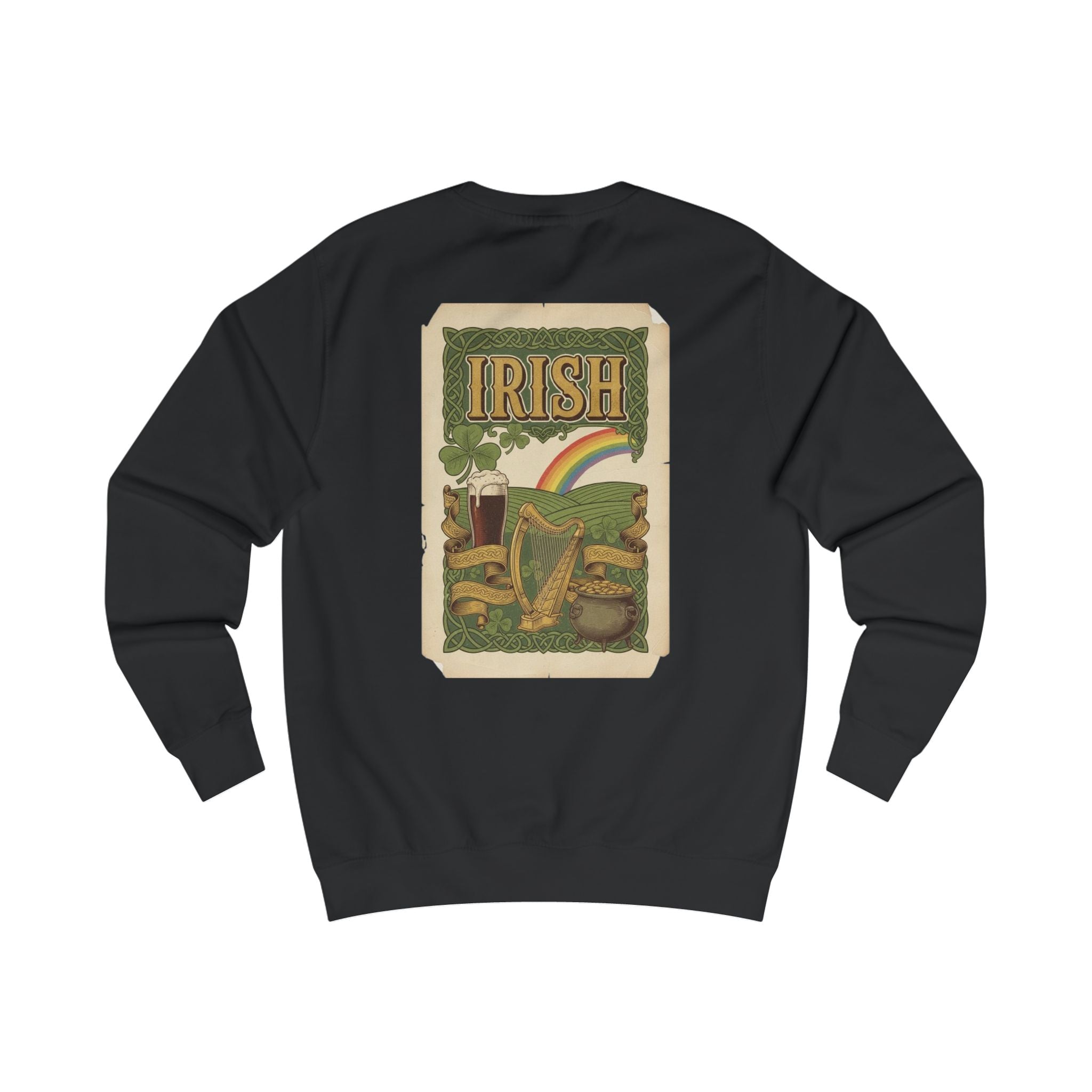 Irish Vintage Poster Sweatshirt — Retro Shamrock & Rainbow St. Patrick’s Day Crewneck