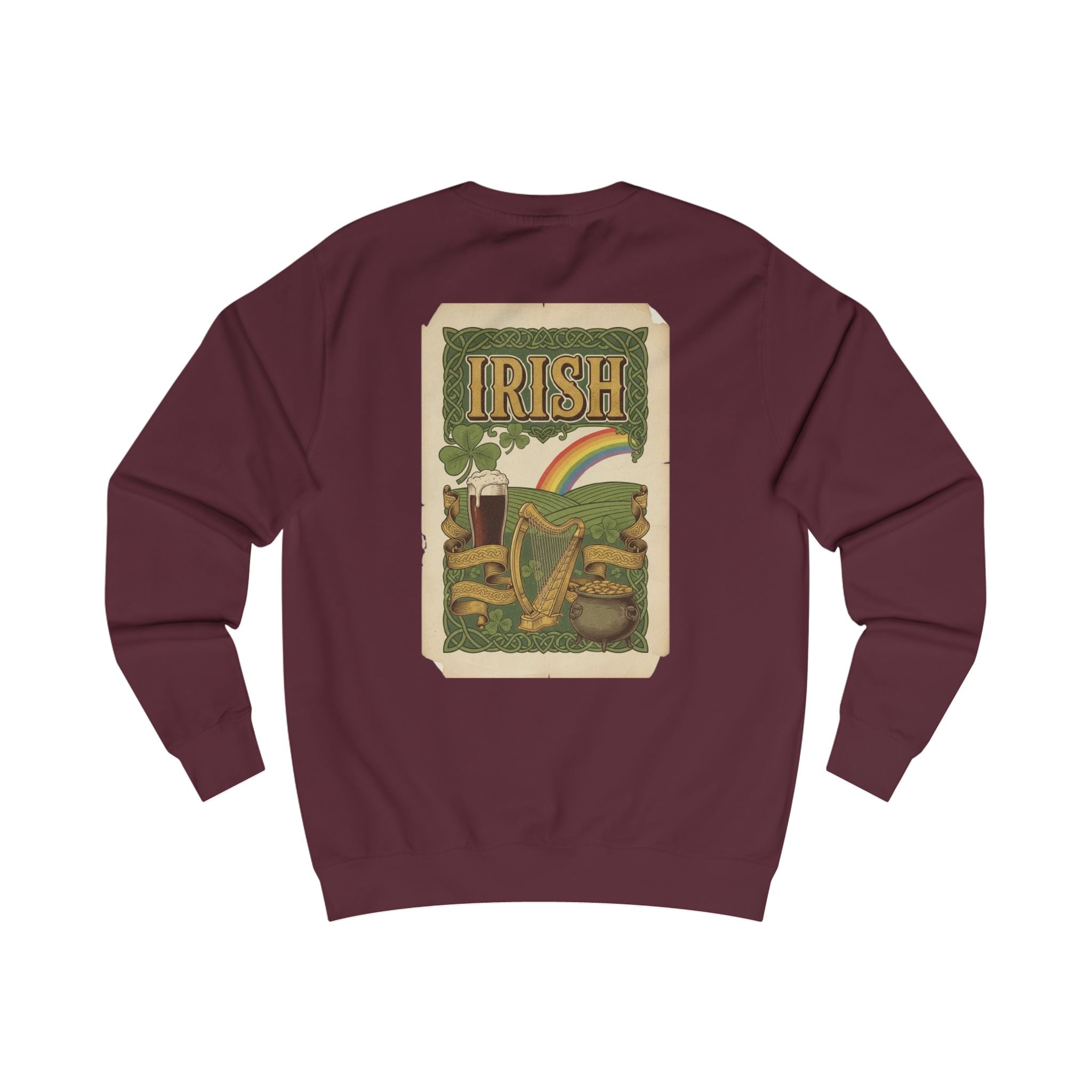 Irish Vintage Poster Sweatshirt — Retro Shamrock & Rainbow St. Patrick’s Day Crewneck