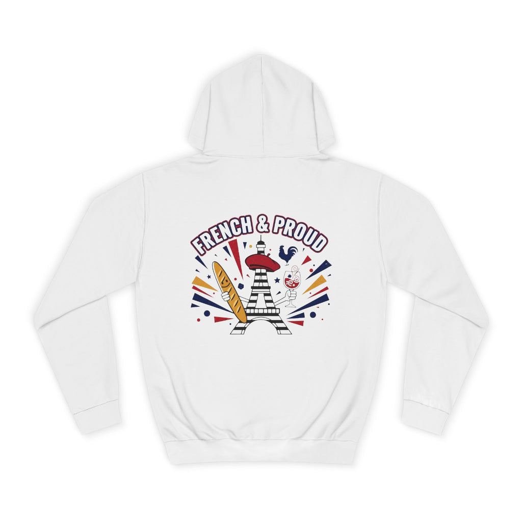 French & Proud College Hoodie — Baguette, Eiffel Tower Graphic Hoodie
