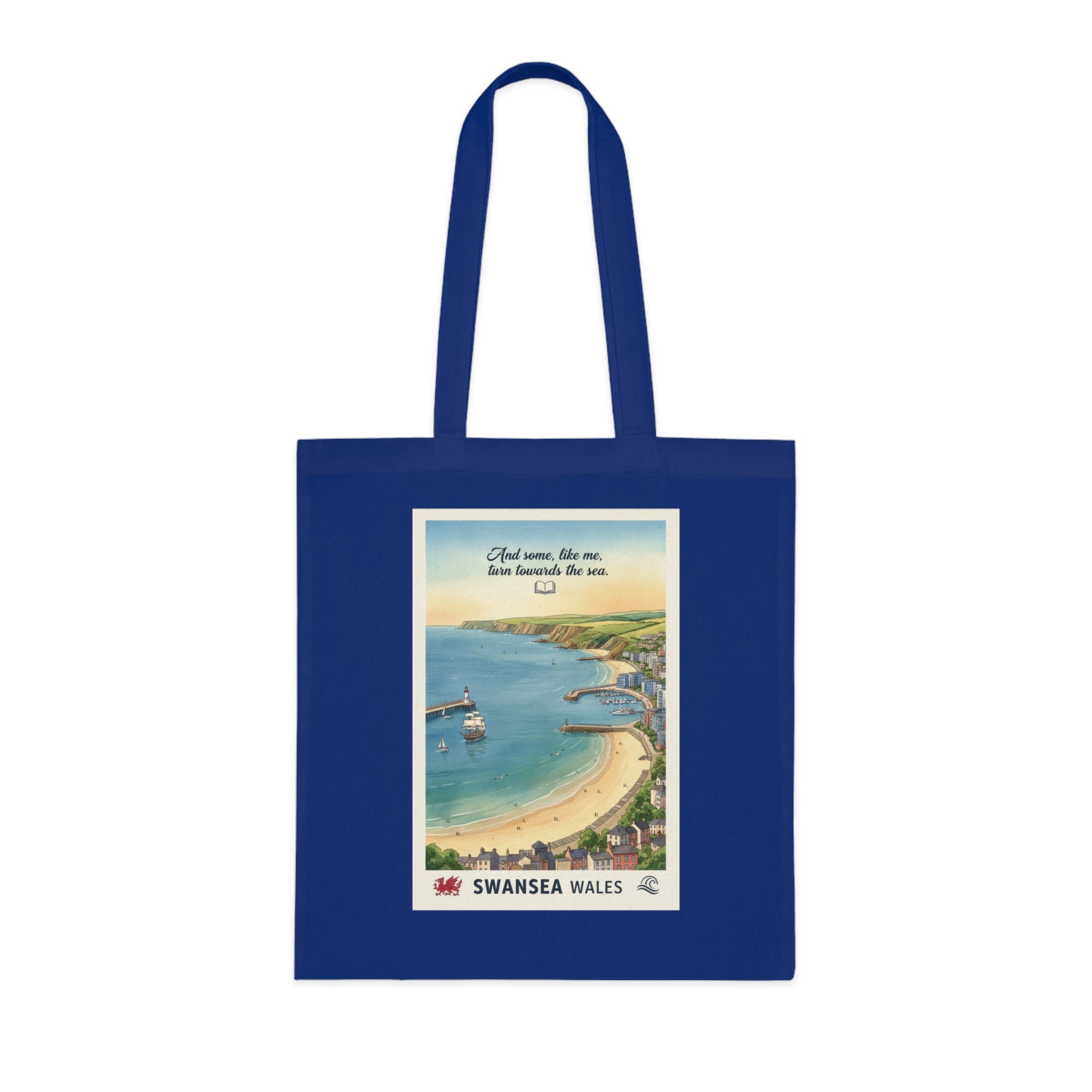 Swansea Wales Vintage Beach Tote — Retro Coastal Cotton Shopper