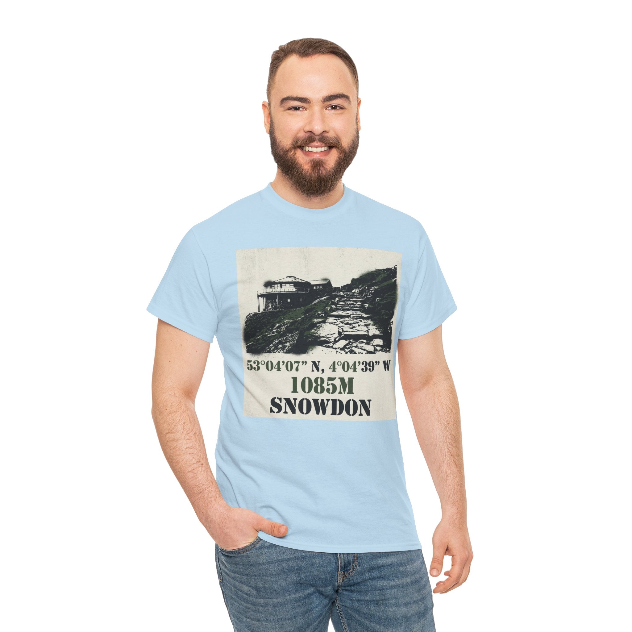 Snowdon 1085m Vintage Summit Tee — Mountain Coordinates Graphic T‑Shirt