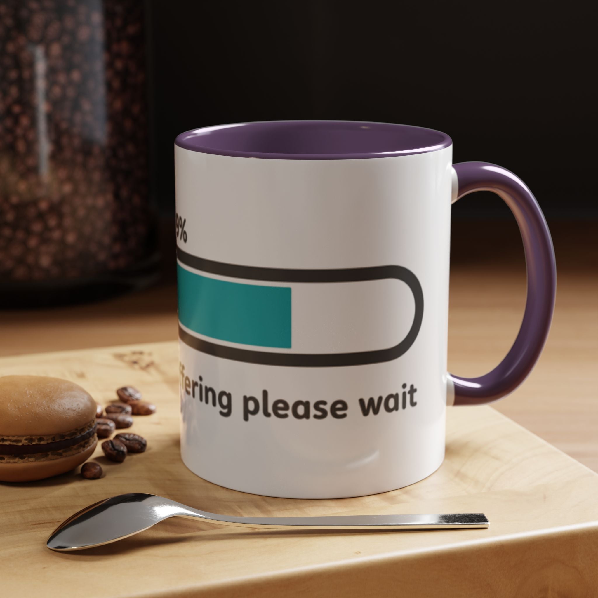 Loading Progress Coffee Mug — "Patience is buffering please wait" Accent Mug