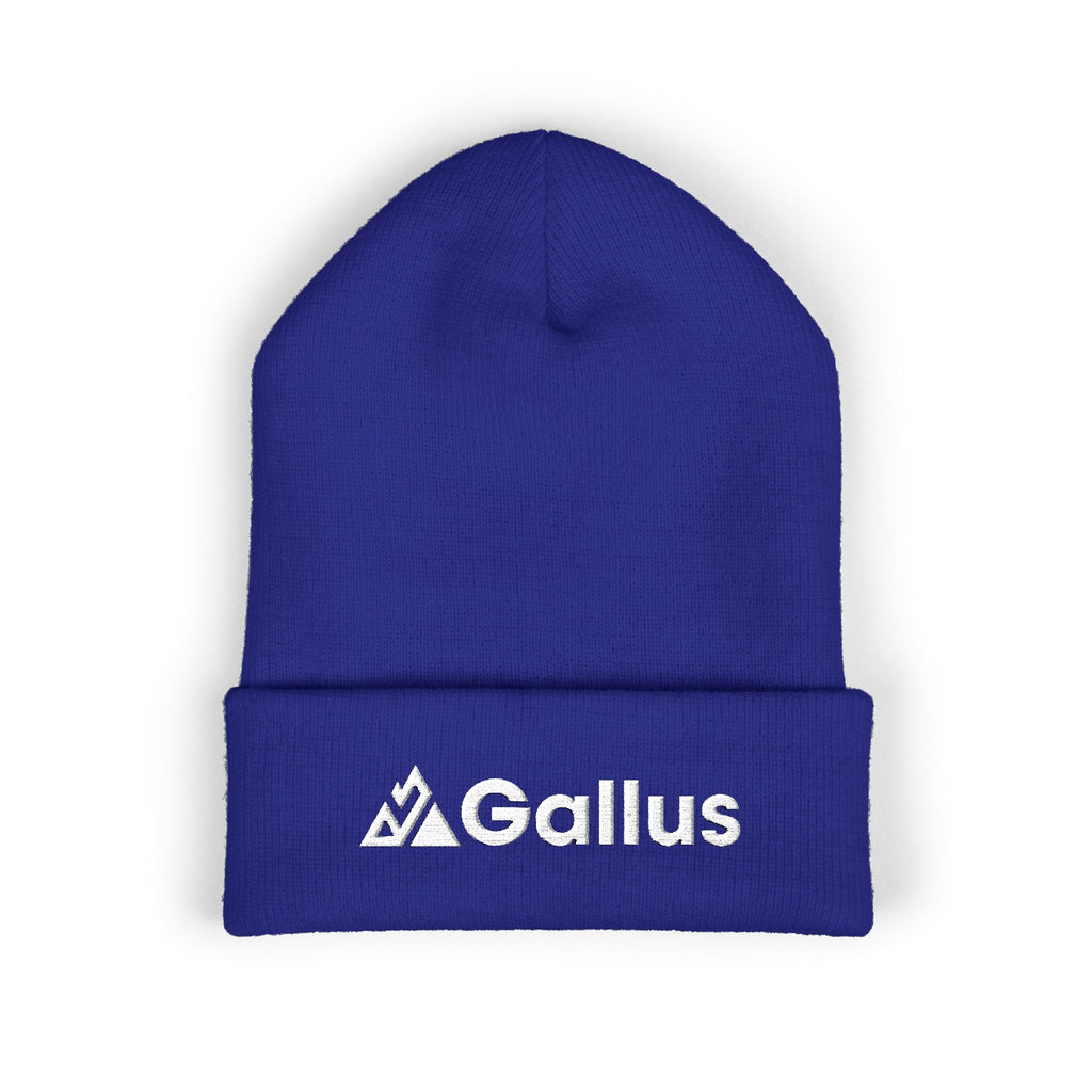 Embroidered "GALLUS" Classic Cuffed Beanie — Red Knit Winter Hat