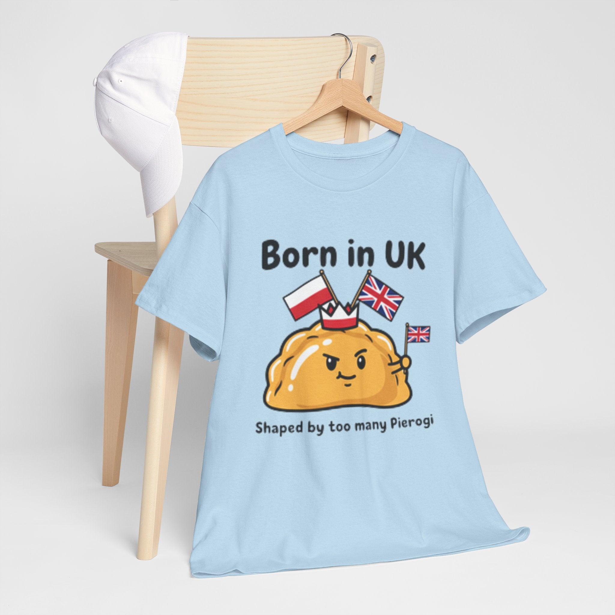 Born in UK Pierogi T‑Shirt — Funny Polish‑British Pride Tee