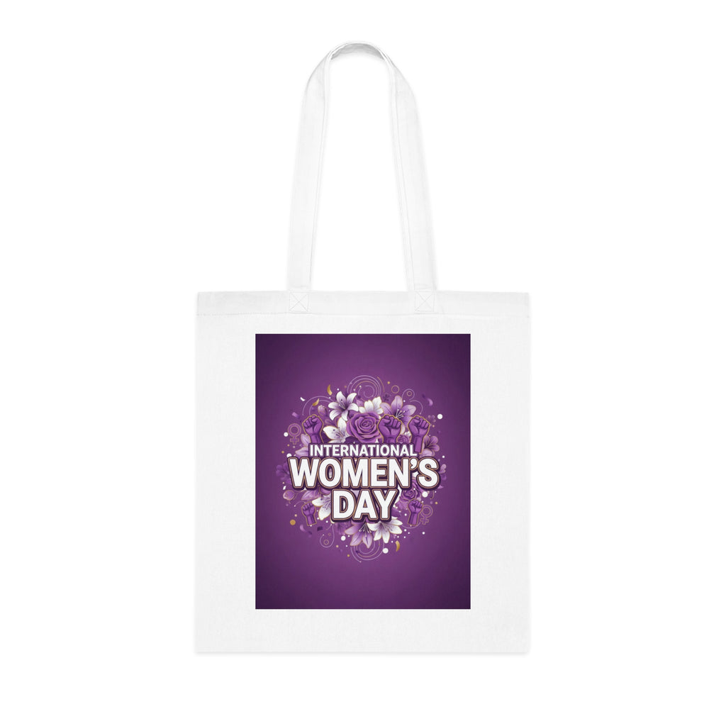 International Women’s Day Cotton Tote — Floral Purple Celebration Bag