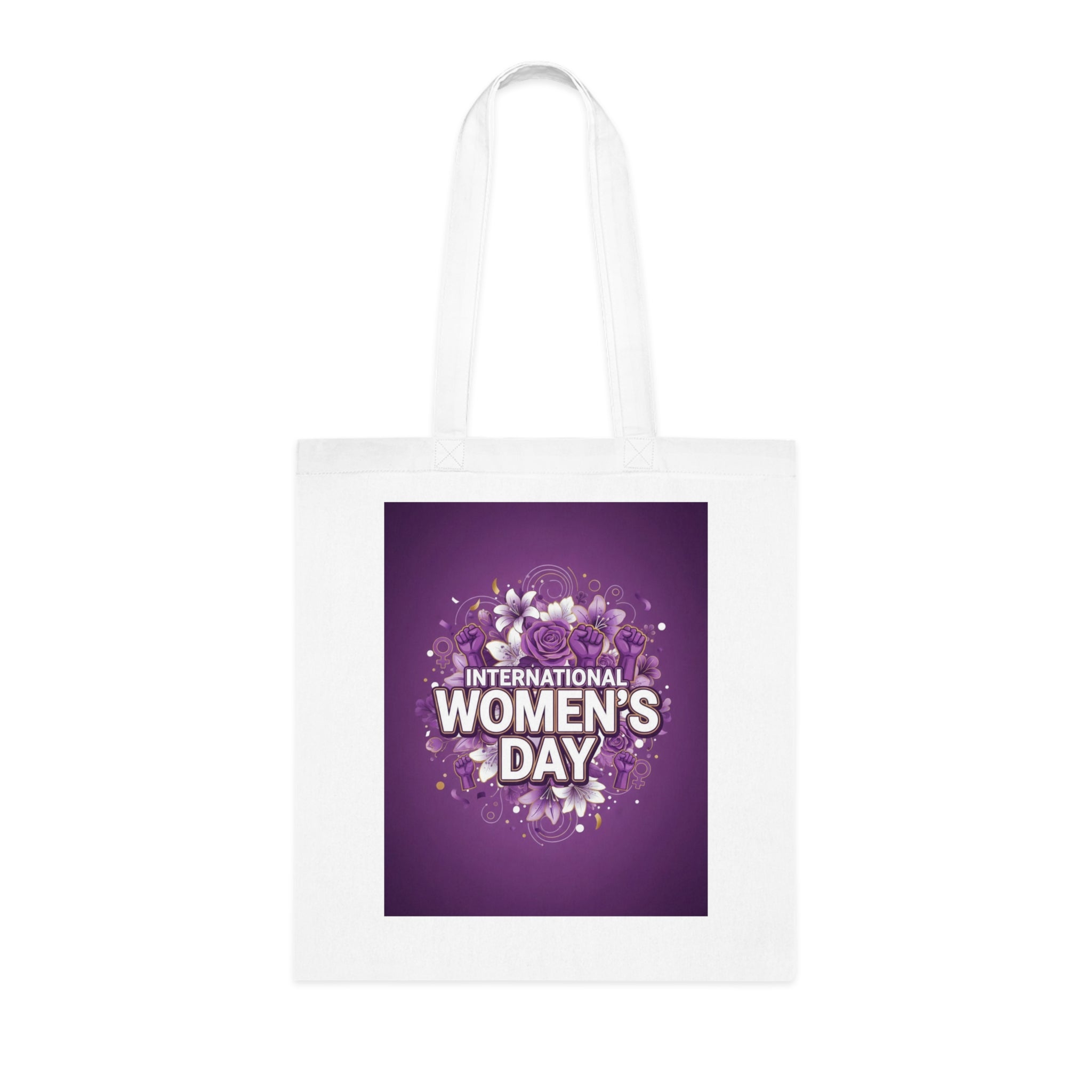 International Women’s Day Cotton Tote — Floral Purple Celebration Bag