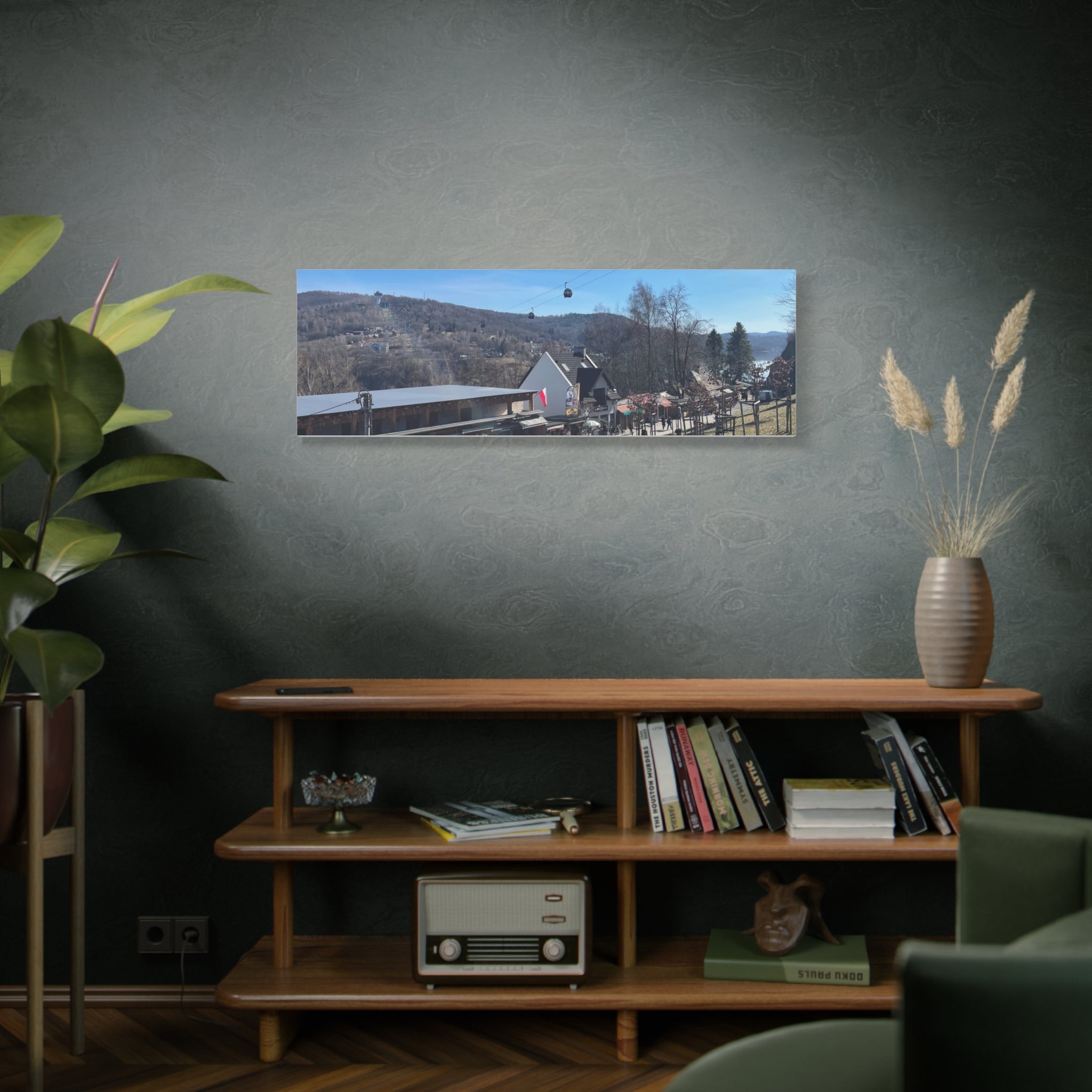 Resort Gondola Matte Canvas Wall Art — Mountain Village Landscape Print