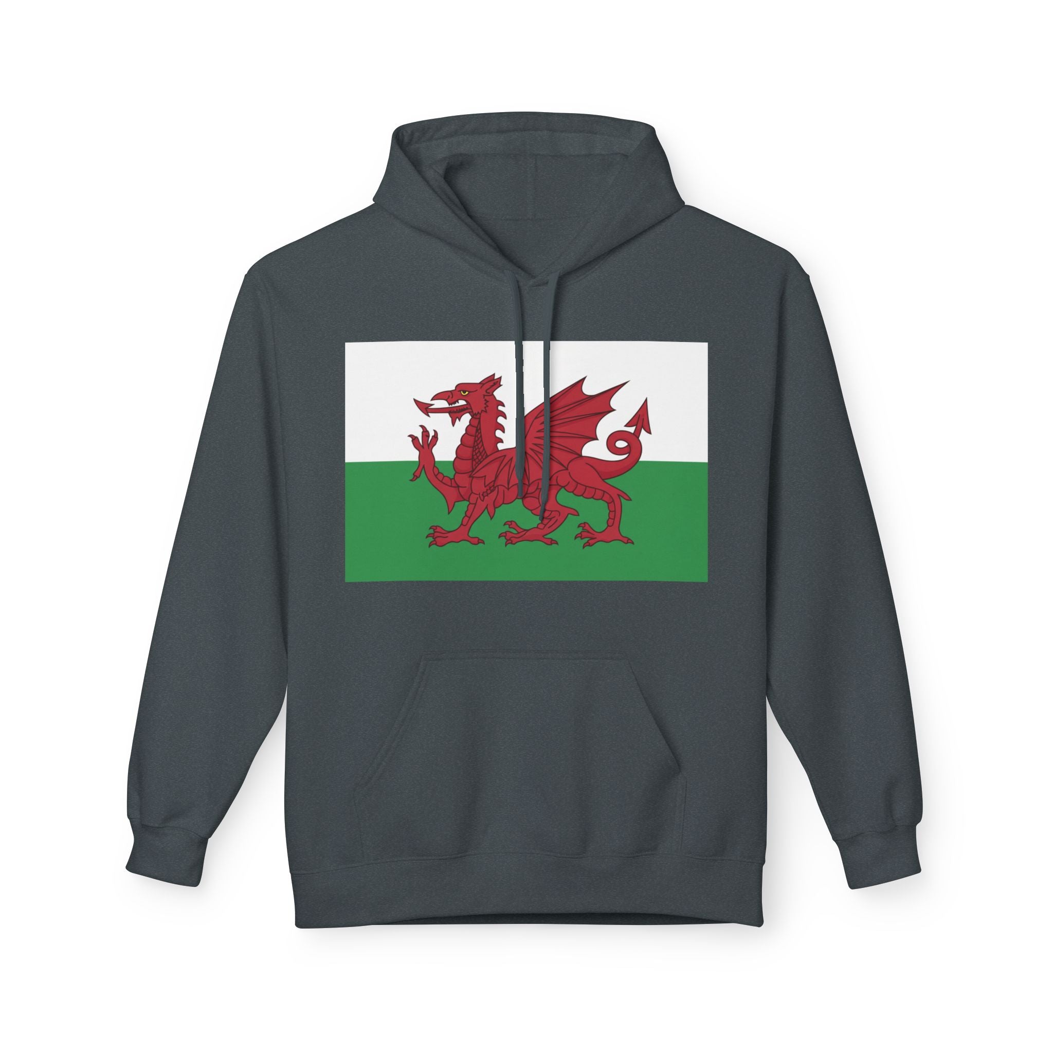 Welsh Dragon Hoodie — Retro Flag Front & Cute Red Dragon Back