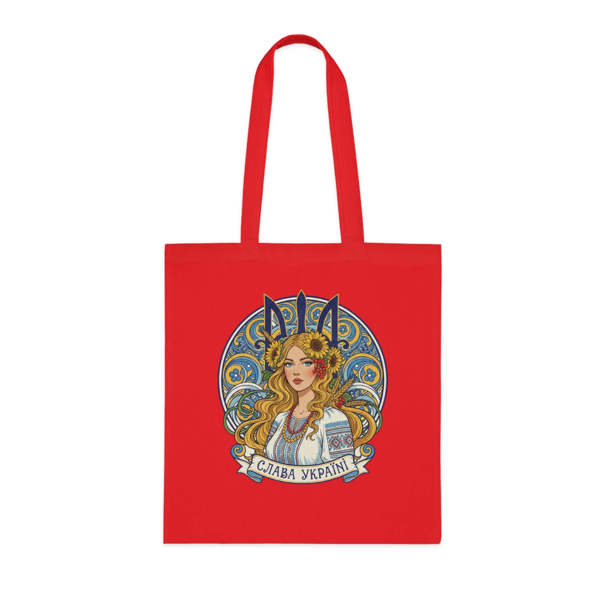 Tote Bag — Slava Ukraini Floral Folk Art Cotton Tote