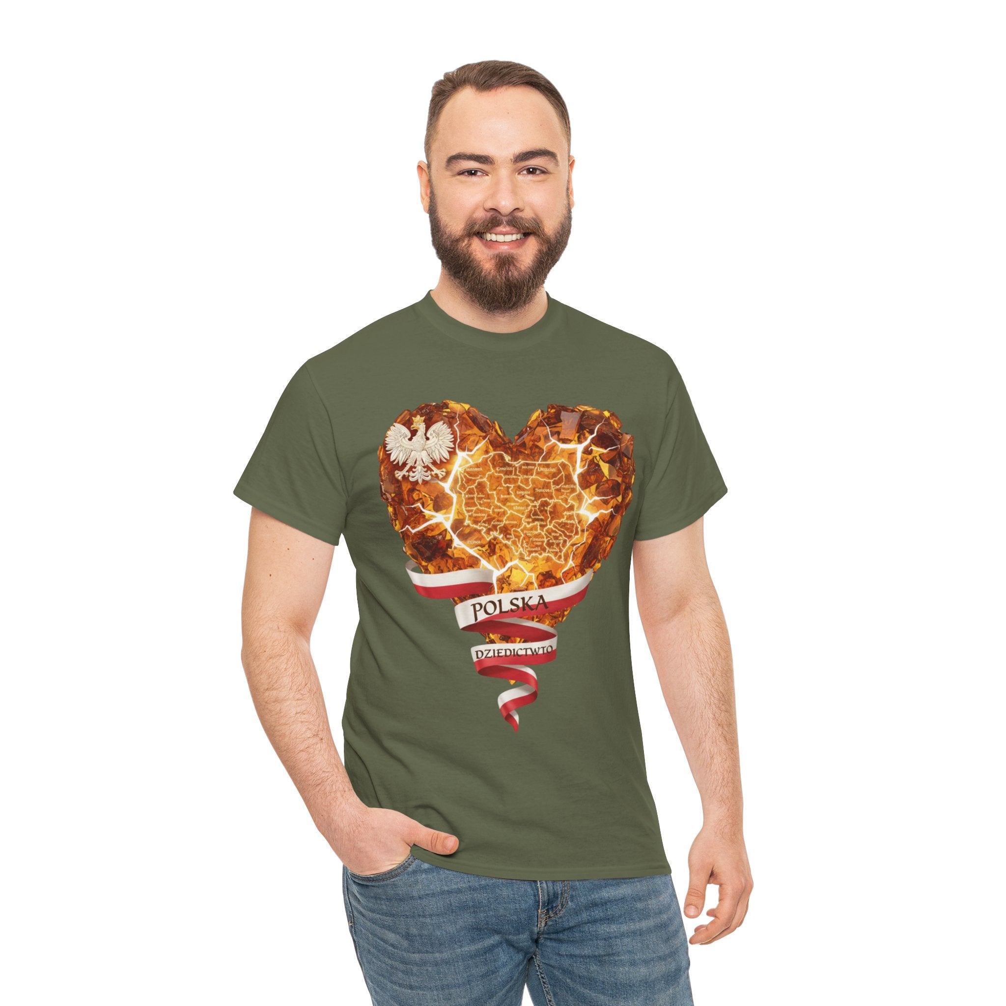 Polish Pride Heart Flame Tee | Polska Heritage T-Shirt