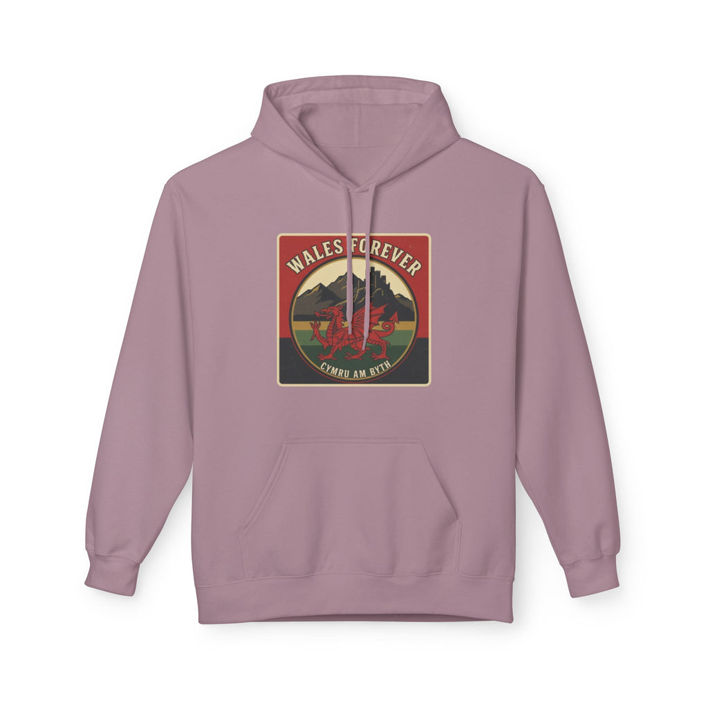 Wales Forever Hoodie — Vintage Welsh Dragon Mountain Graphic
