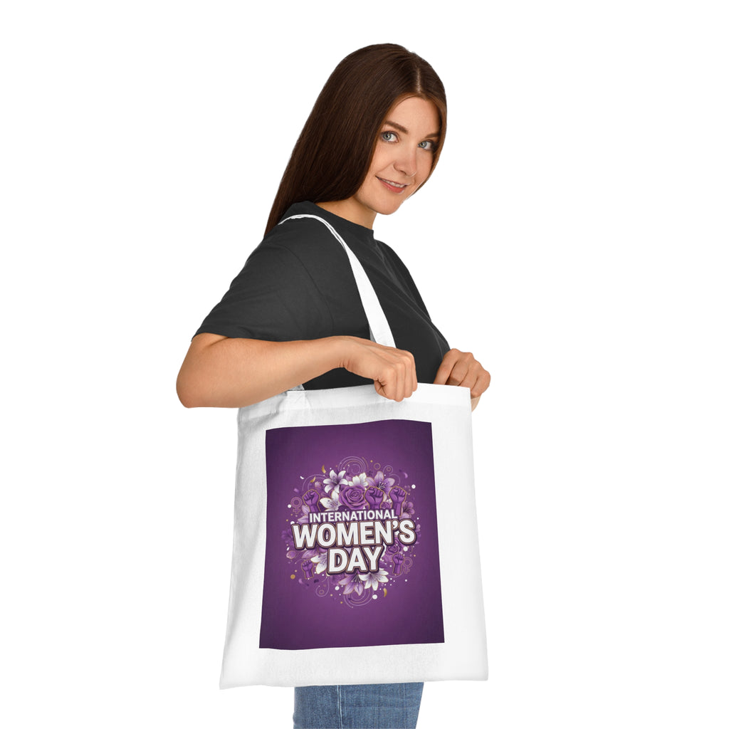 International Women’s Day Cotton Tote — Floral Purple Celebration Bag