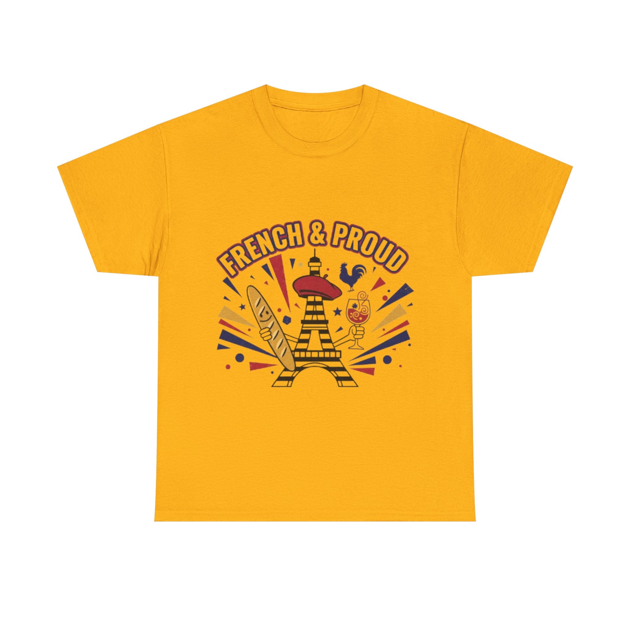 French & Proud T-Shirt — Eiffel Tower, Baguette & Wine Graphic Tee