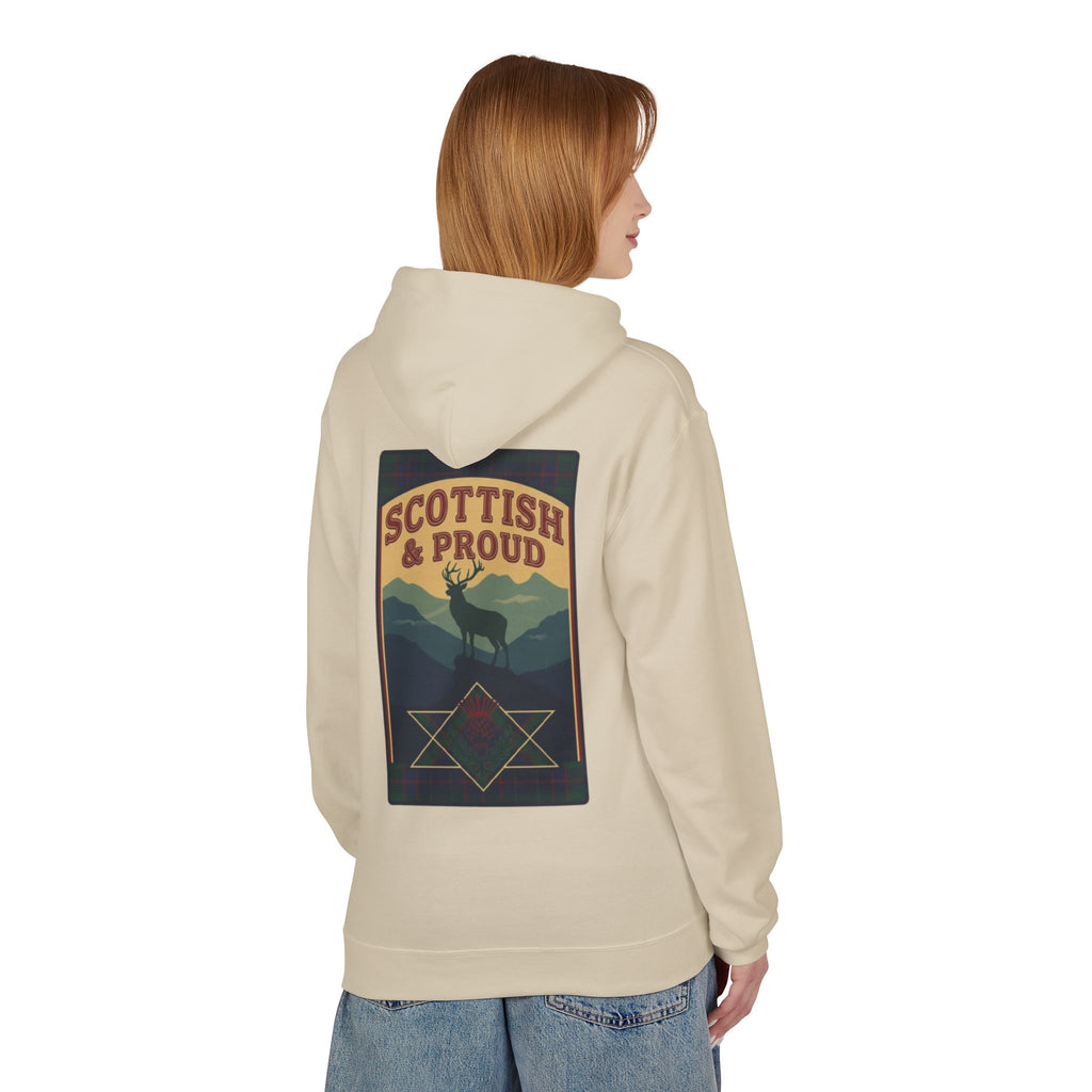 Scottish Hoodie — "Scottish & Proud" Vintage Stag Graphic Pullover