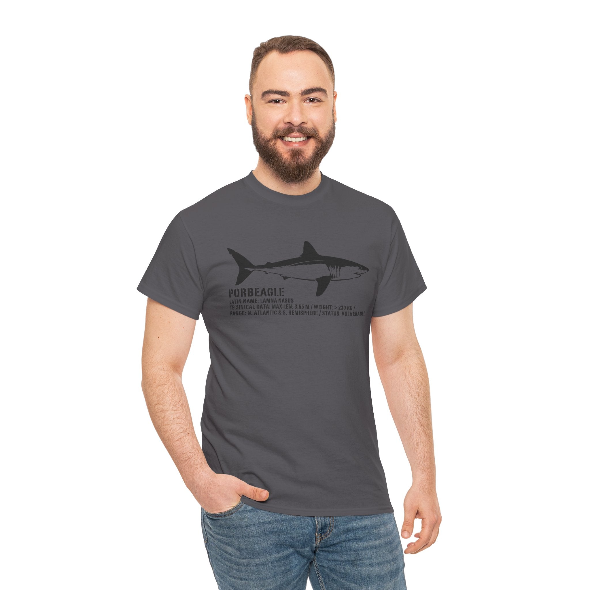 Shark Anatomy Tee — Porbeagle Illustration Shirt