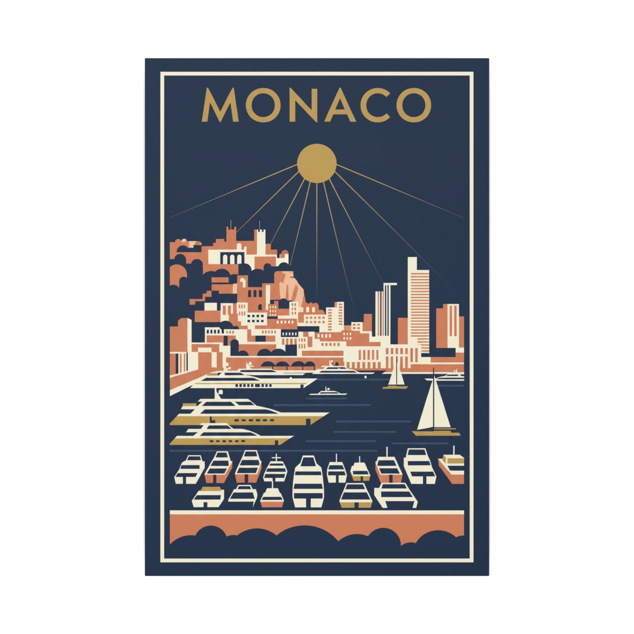 Monaco Harbour Vintage Travel Poster Canvas