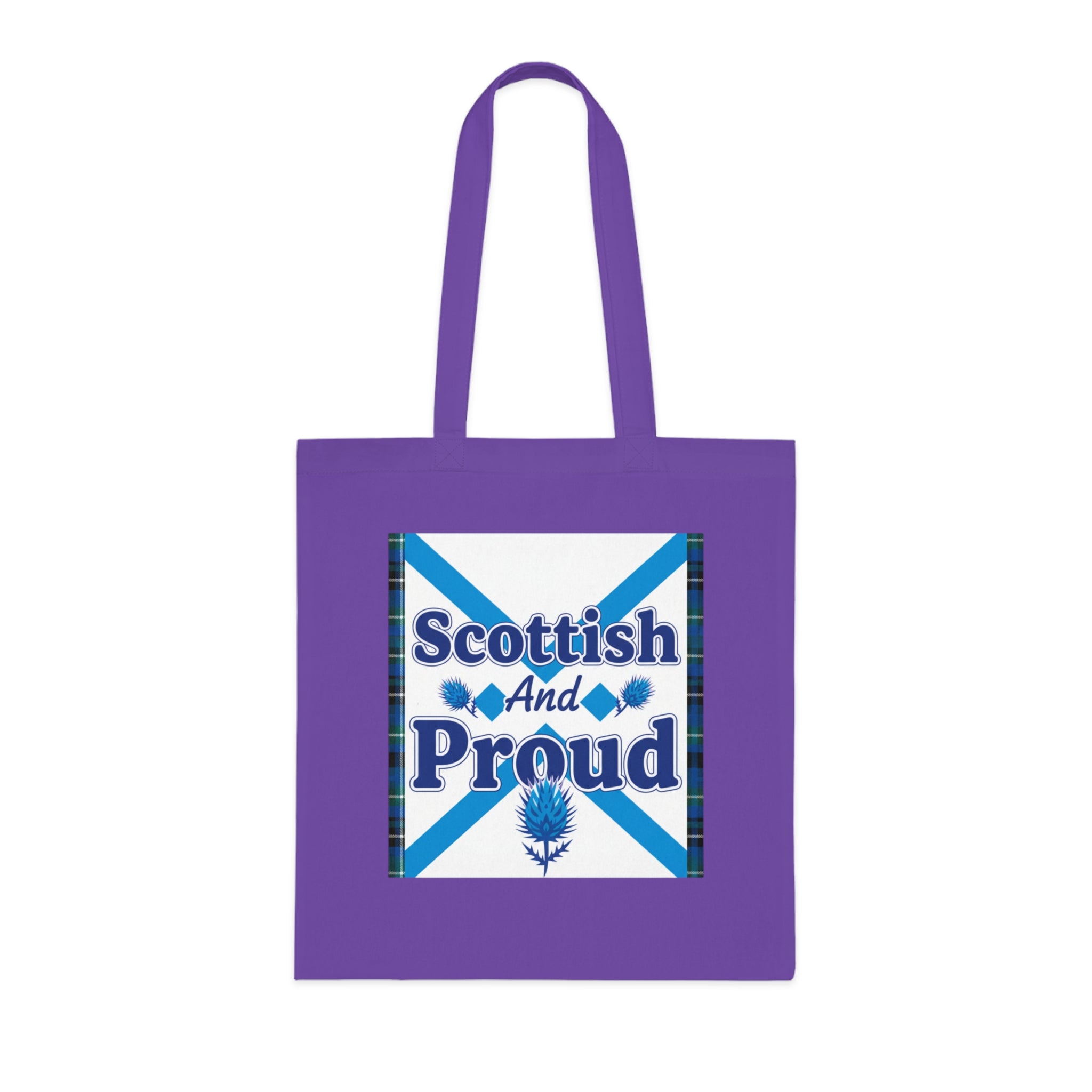 Scottish and Proud Tote Bag — Scottish Flag Cotton Tote with Thistle Design