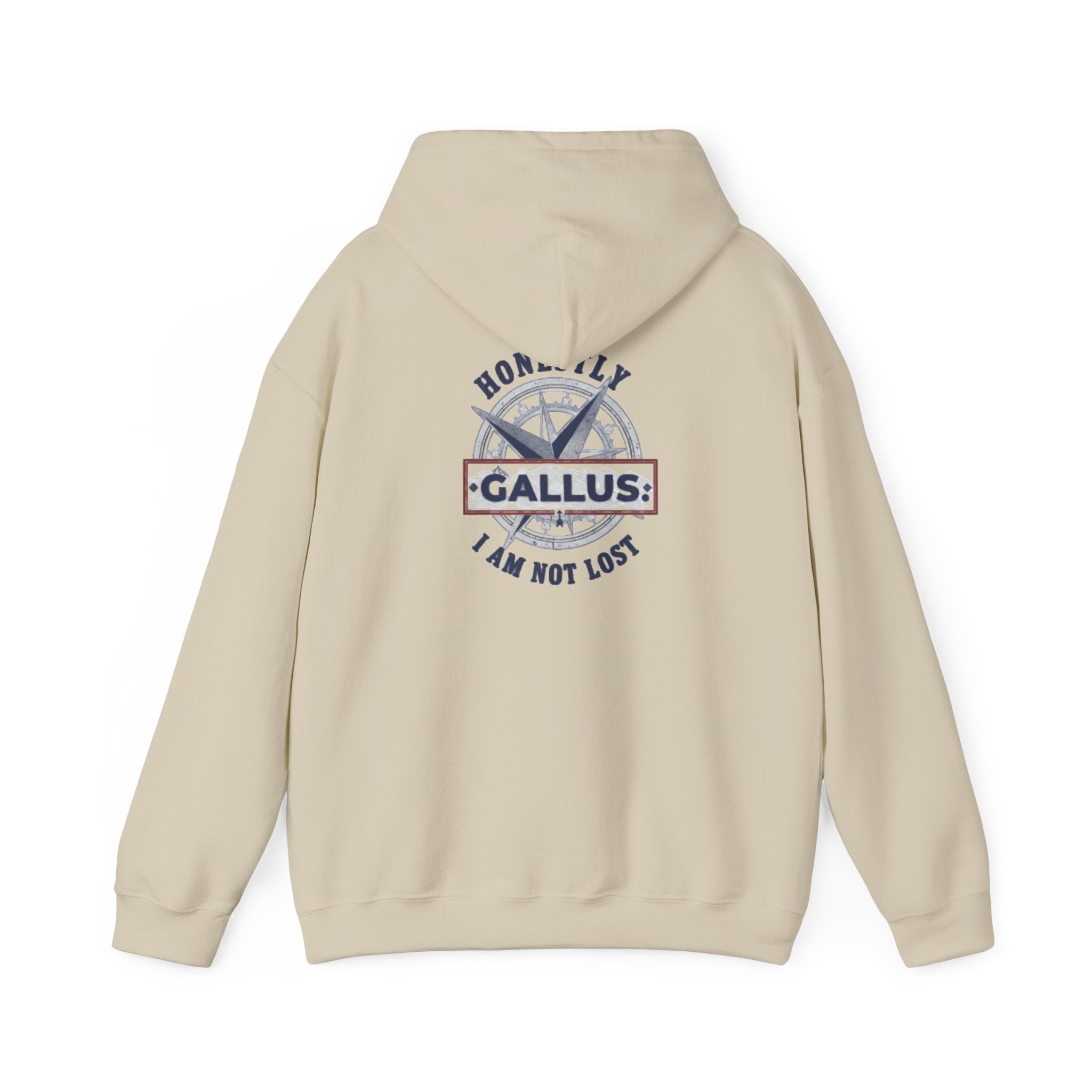 Gallus Compass Hoodie — 'Home Away I Am Not Lost' Travel Adventure Pullover