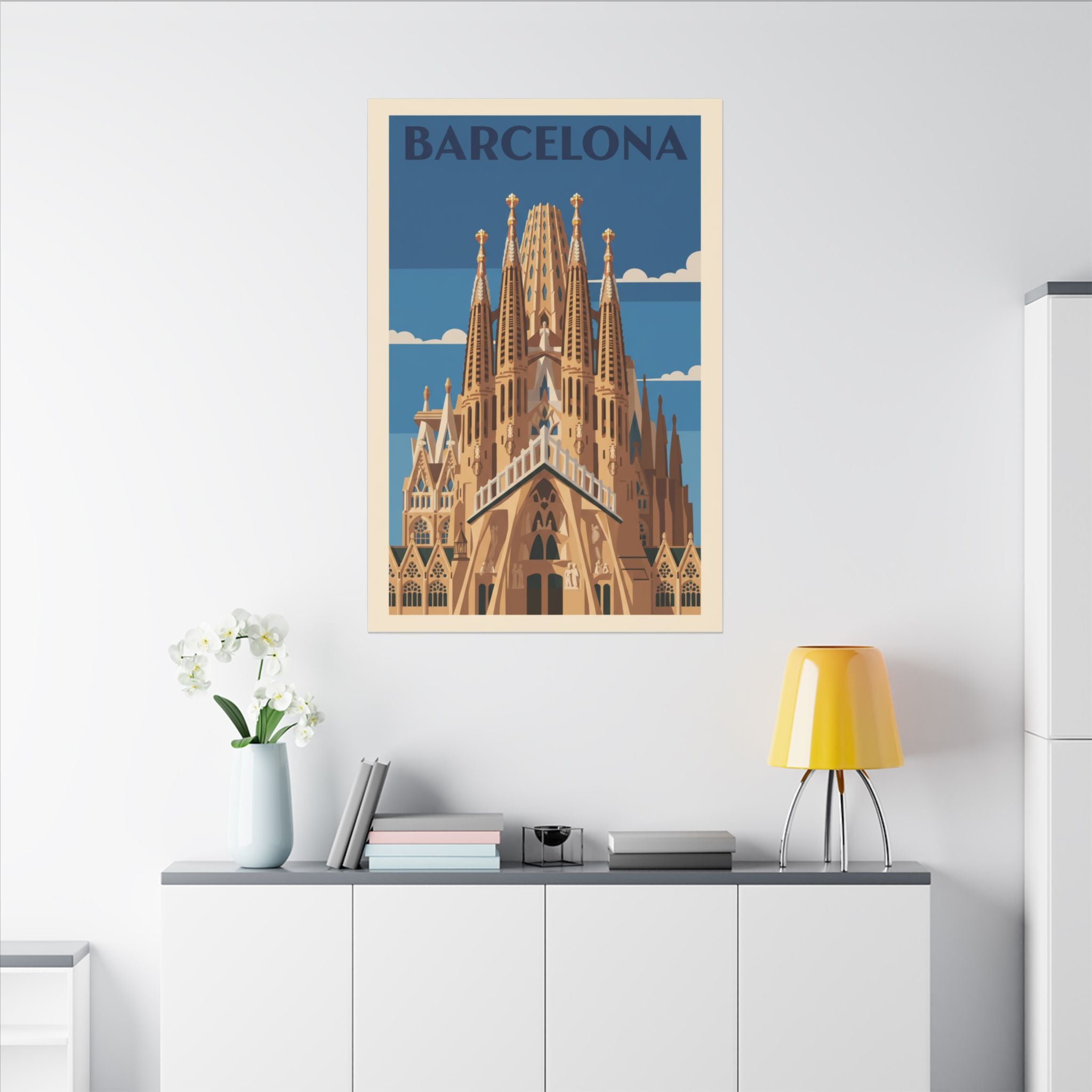 Barcelona Sagrada Familia Matte Canvas Print Stretched Travel Poster Wall Art