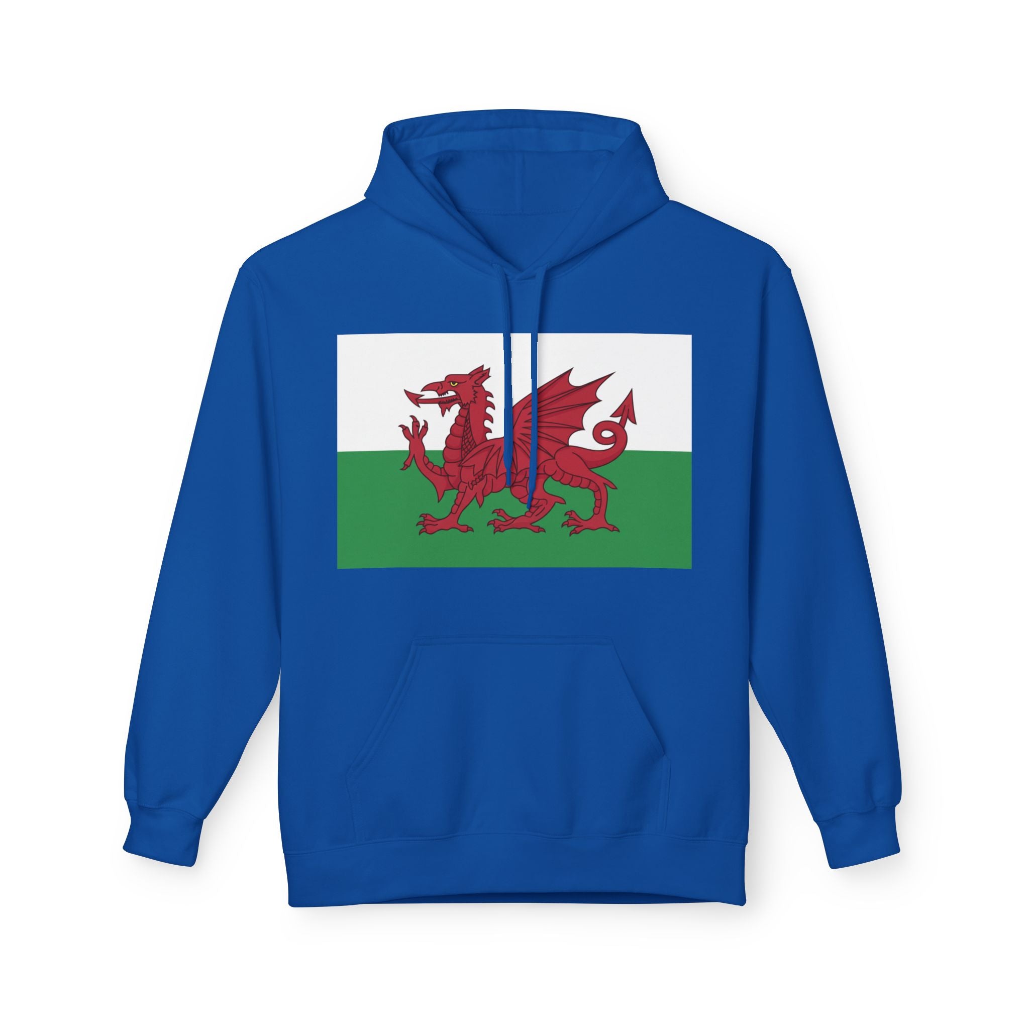 Welsh Dragon Hoodie — Retro Flag Front & Cute Red Dragon Back