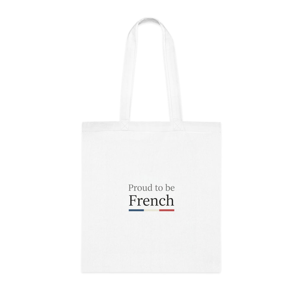 Proud to be French Cotton Tote Bag — French Flag Text Eco Market Tote