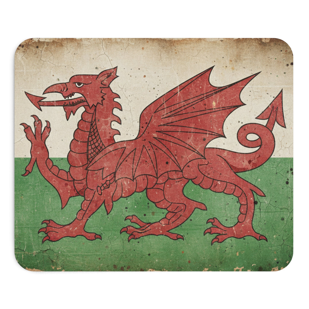 Welsh Flag Mouse Pad — Vintage Red Dragon Desk Mat