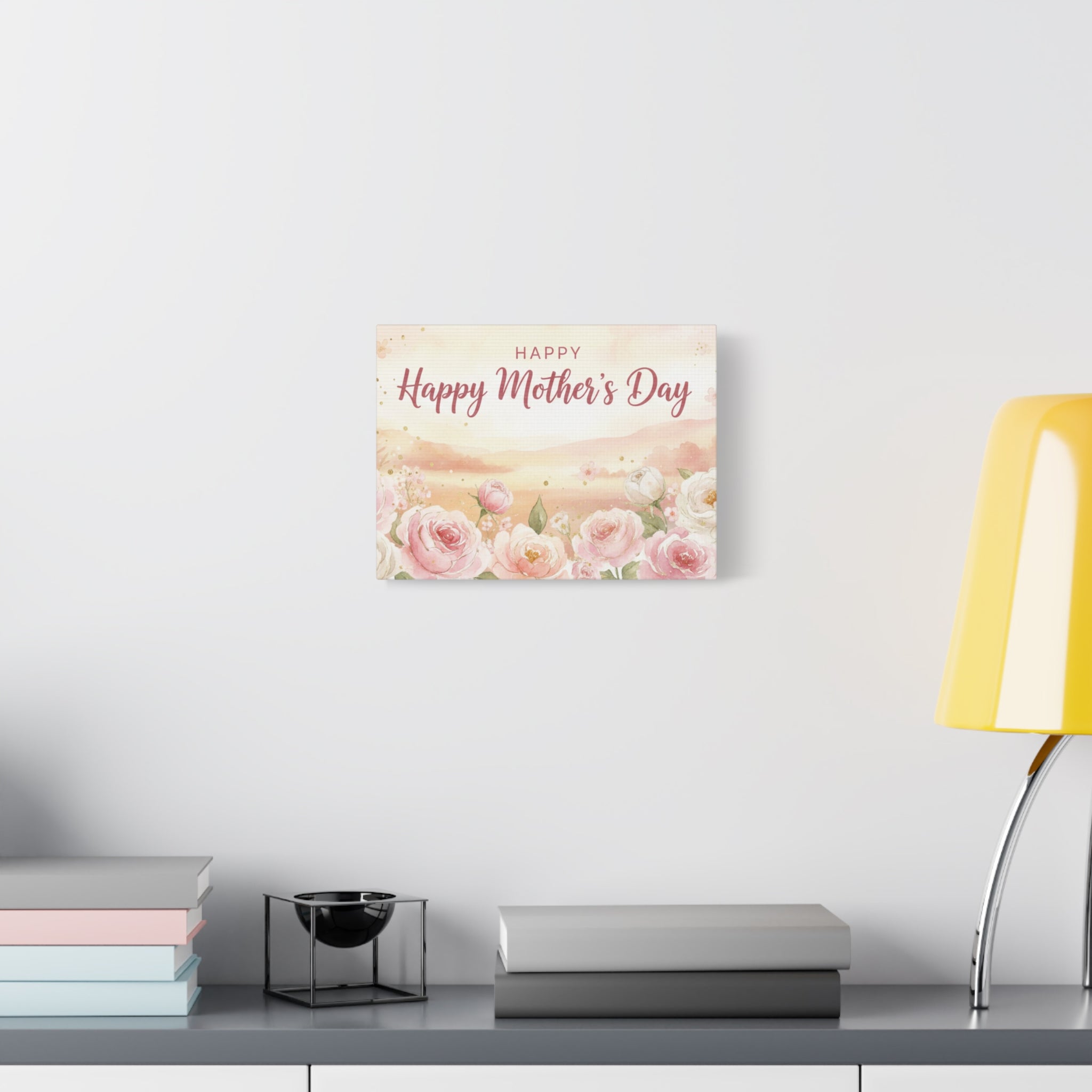 Happy Mother's Day Floral Canvas Art — Stretched Matte Wall Decor
