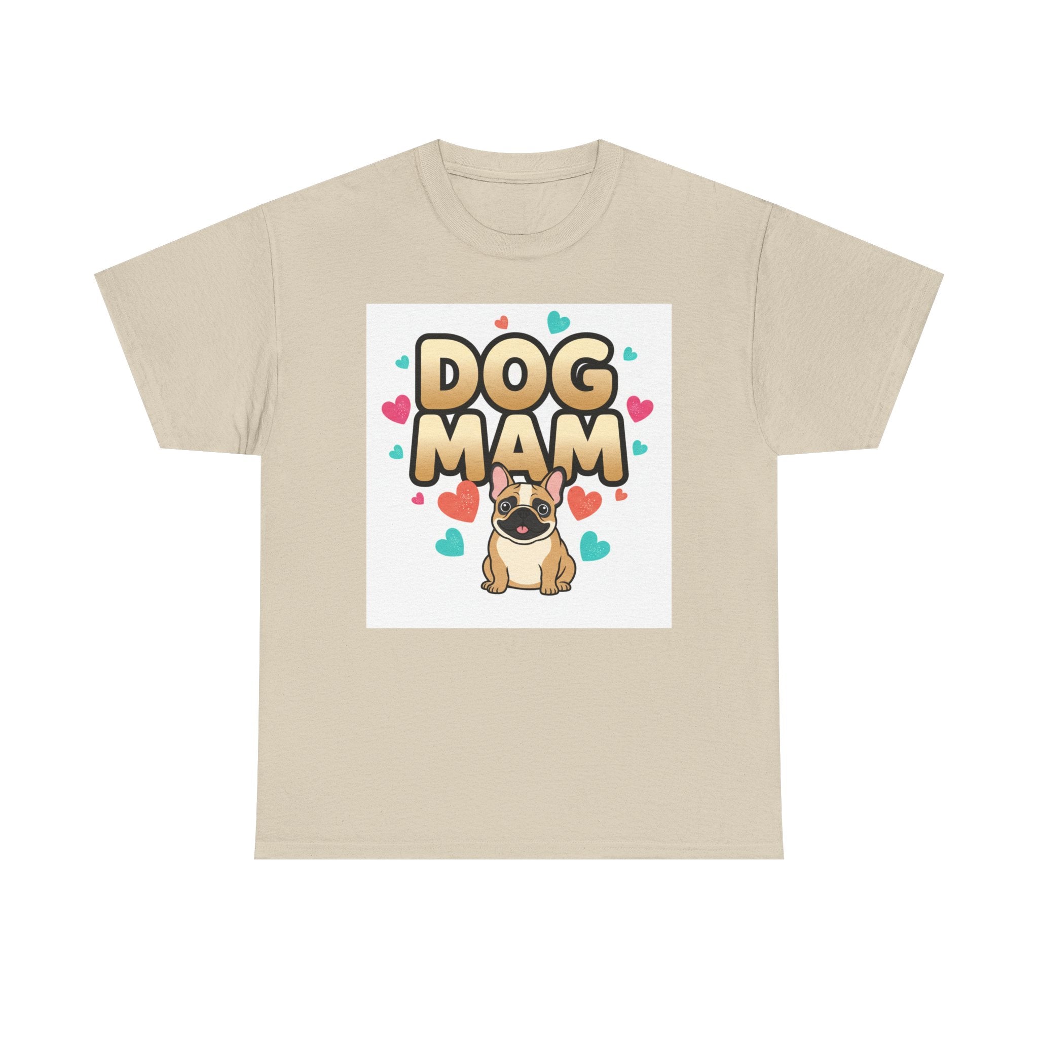 Dog Mom T-Shirt — Cute Pug Design with Hearts, Perfect Gift for Dog Lovers