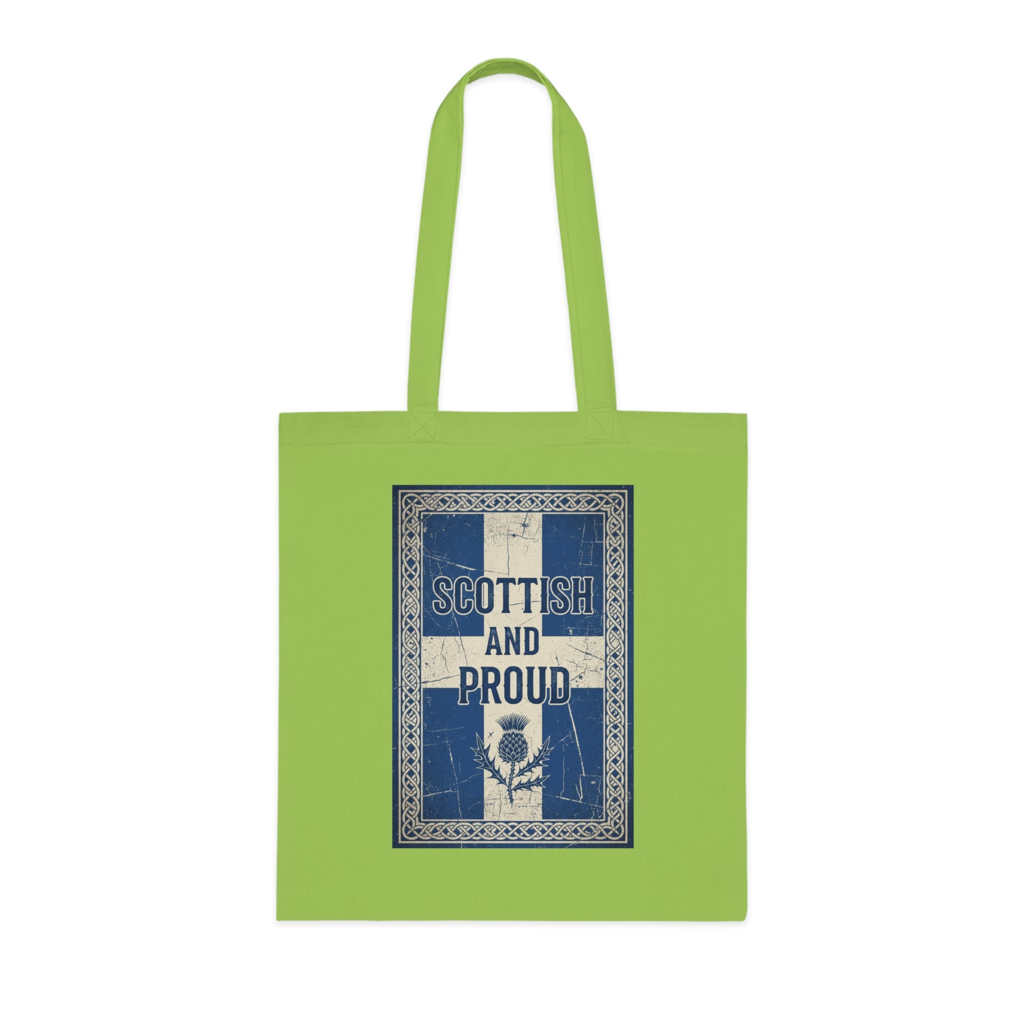 Scottish and Proud Tote Bag — Vintage Flag Thistle Cotton Tote
