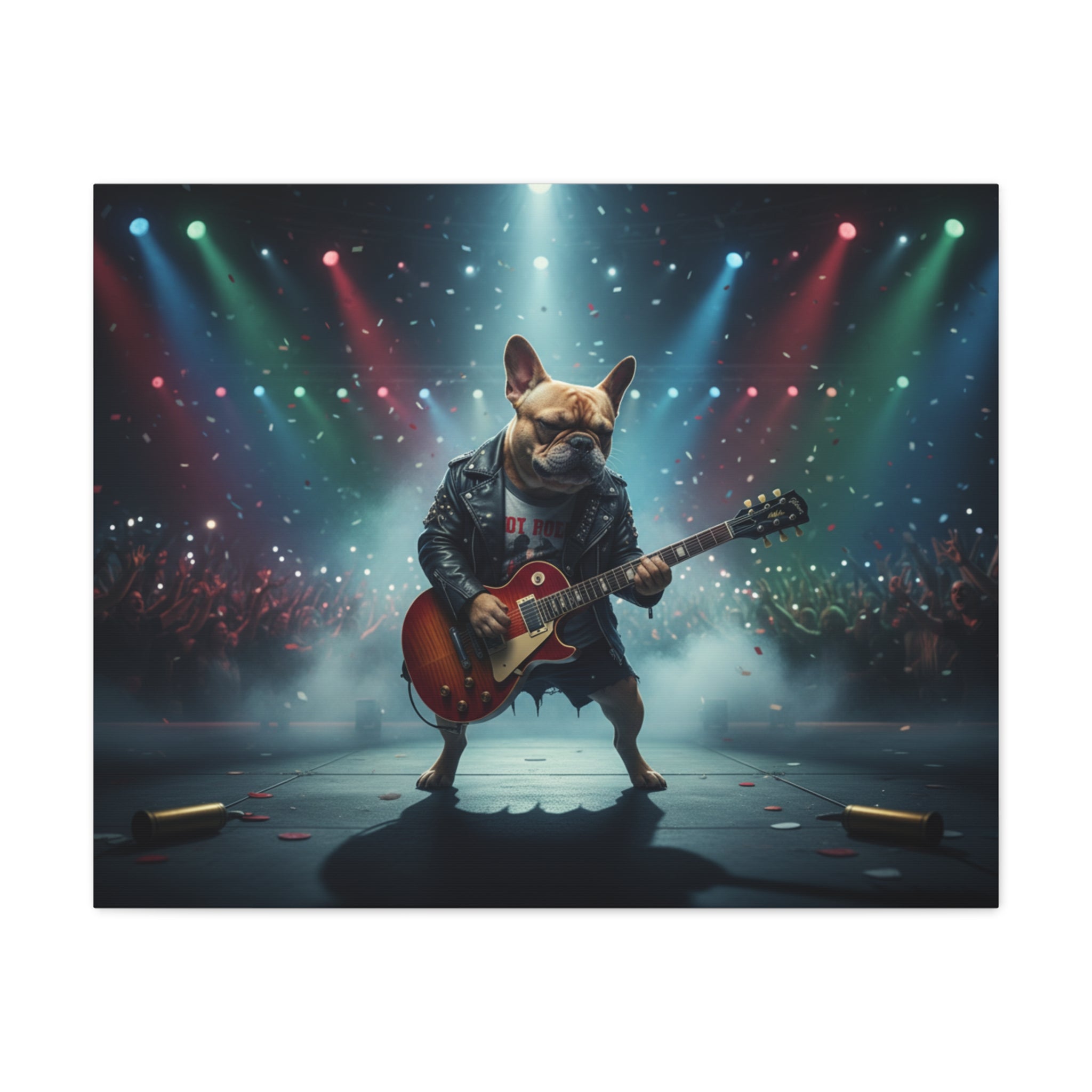 Rockstar French Bulldog Canvas Print — Guitar Dog Wall Art for Music Lovers