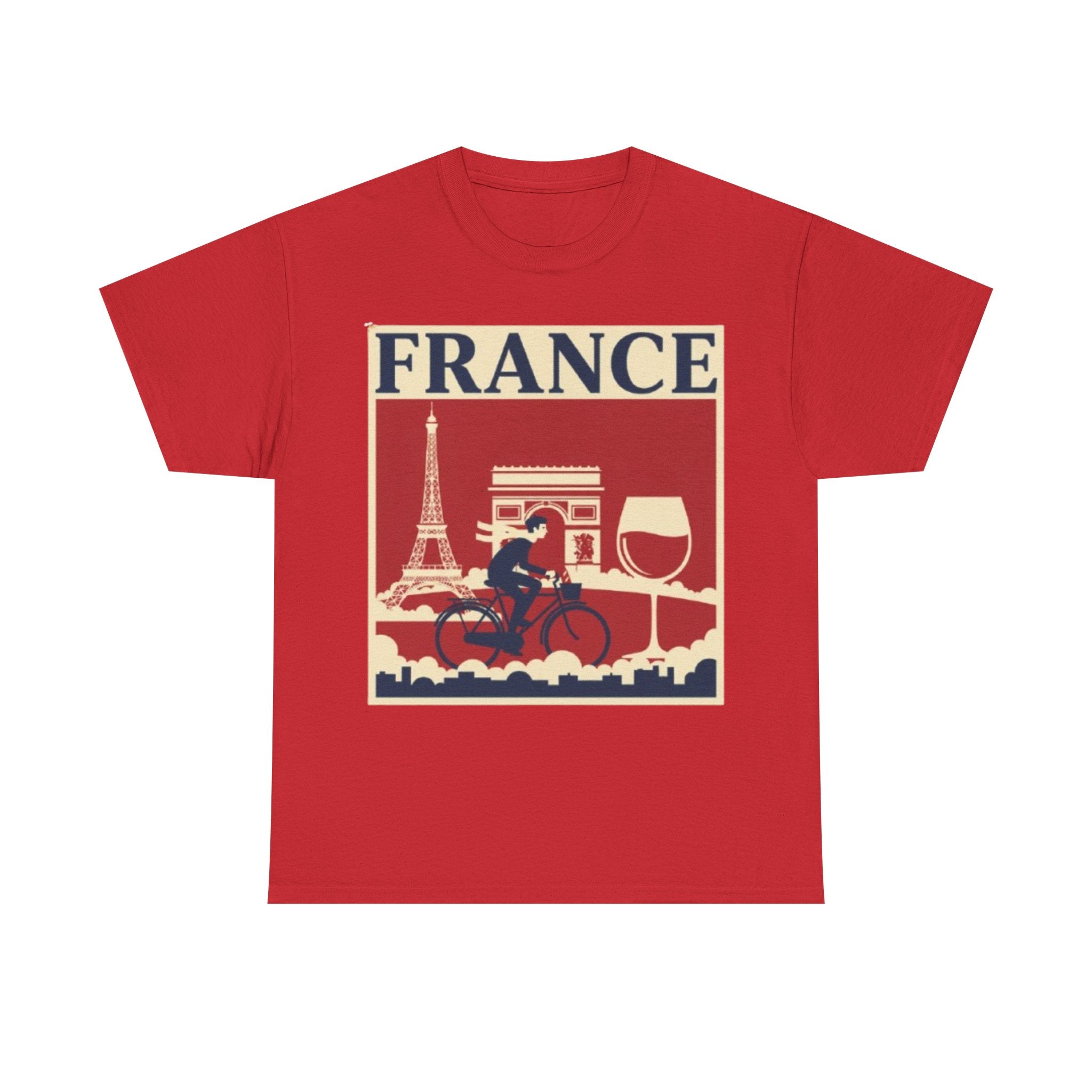 France Vintage Travel Tee — Eiffel Tower, Arc de Triomphe & Wine Graphic T-Shirt