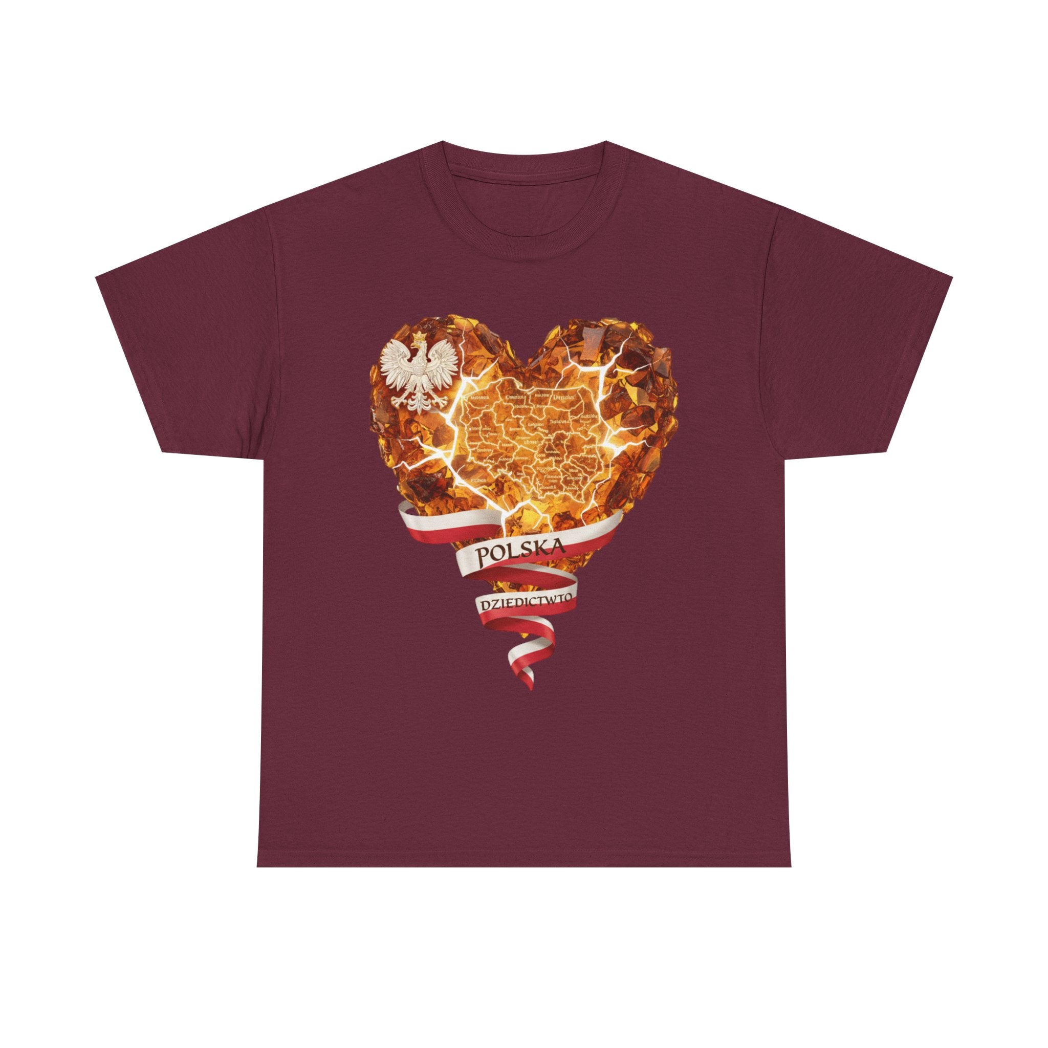 Polish Pride Heart Flame Tee | Polska Heritage T-Shirt
