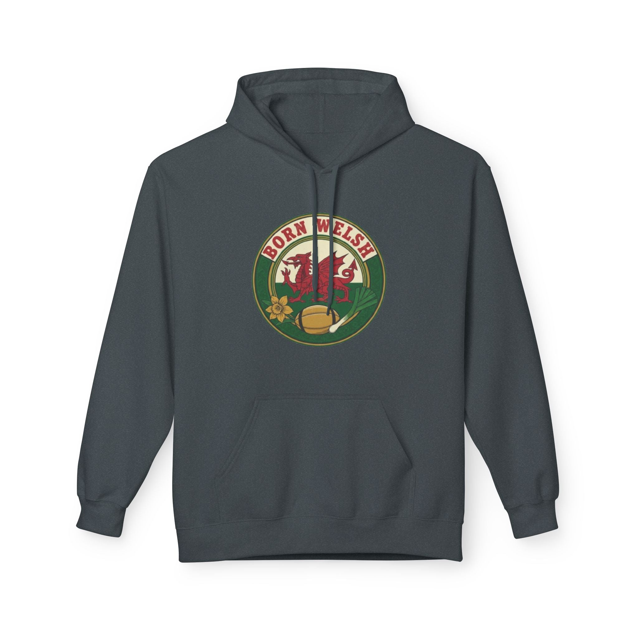 Born Welsh Hoodie — Vintage Welsh Dragon Rugby Crest Pullover