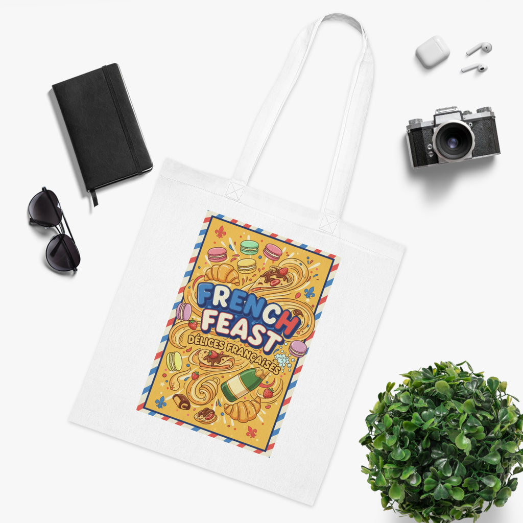 French Feast Tote Bag — Illustrated Pastries & Food Market Cotton Tote