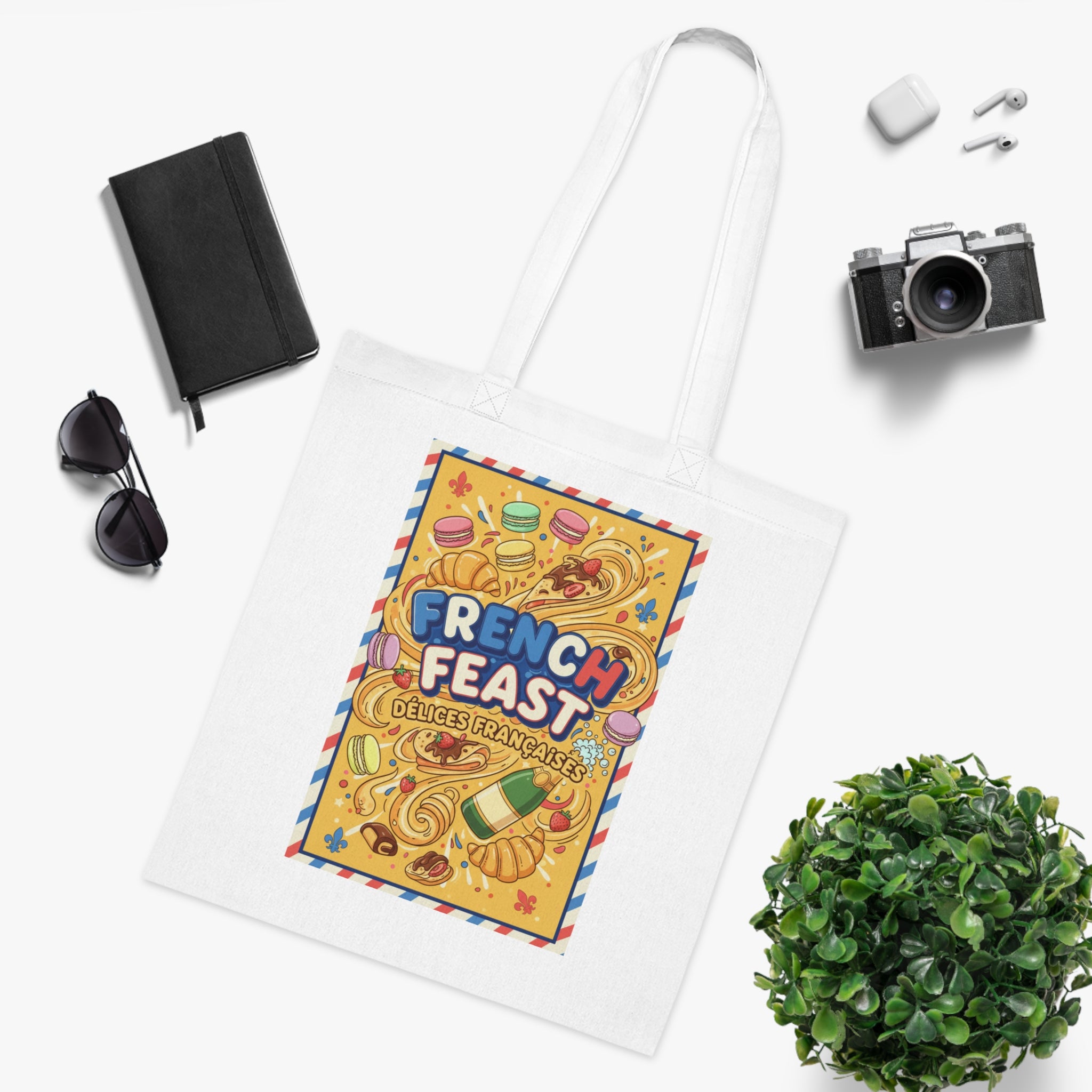 French Feast Tote Bag — Illustrated Pastries & Food Market Cotton Tote