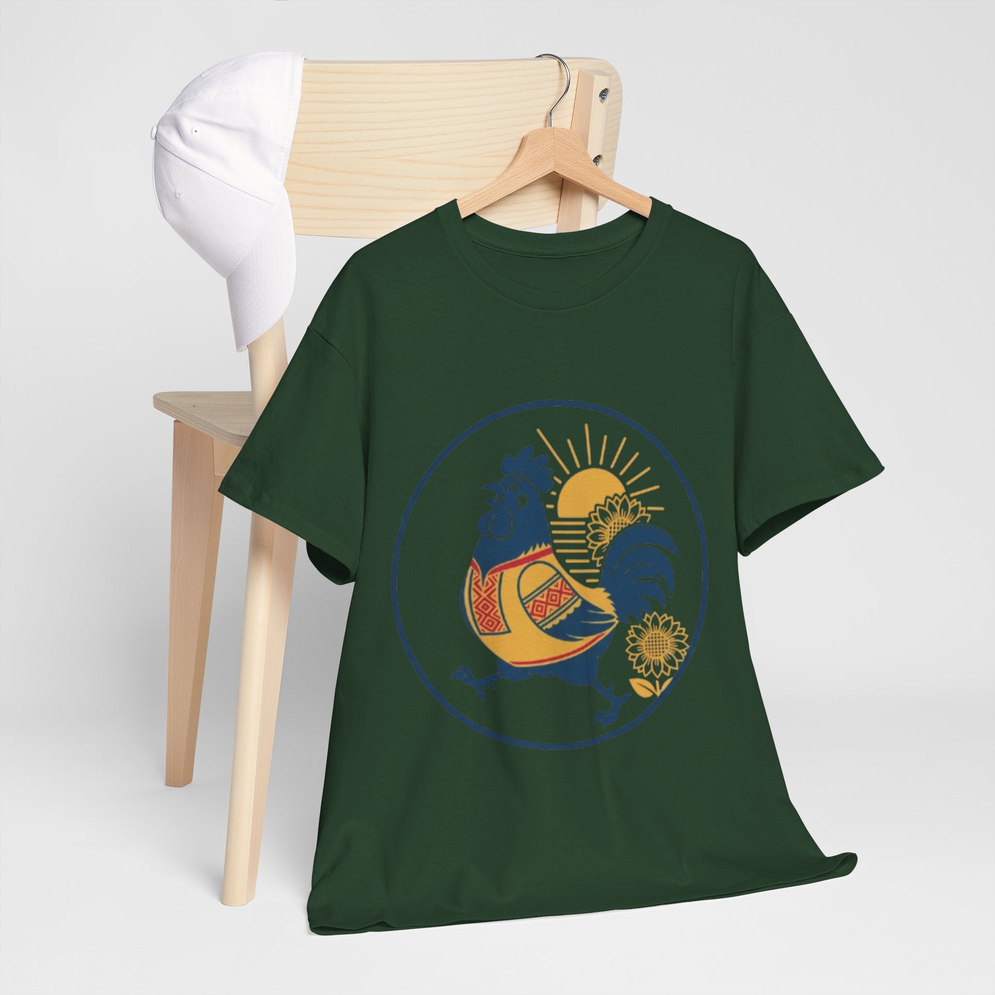Rooster Sunburst Graphic Tee — Vintage Farmhouse Rooster T-Shirt