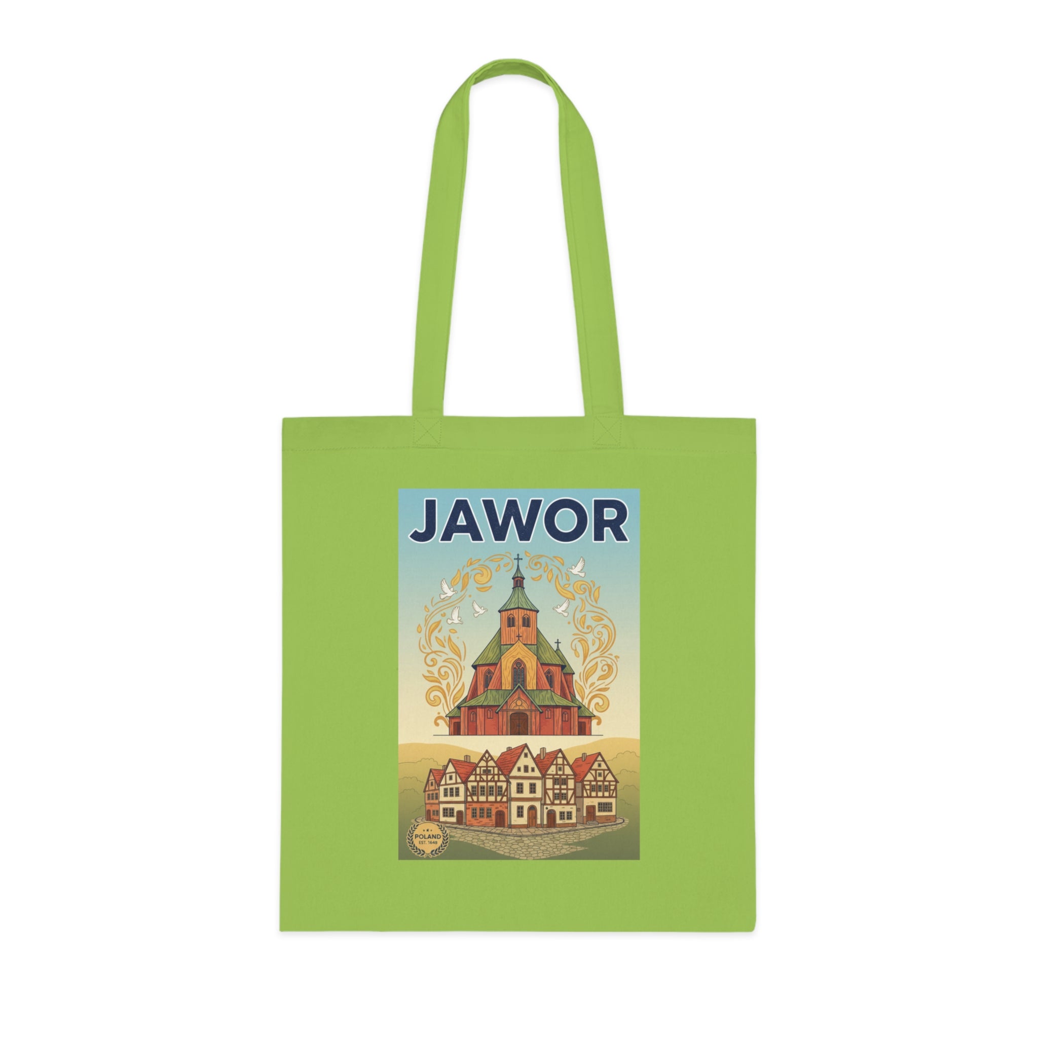 Jawor Vintage Travel Tote — Retro Polish Town Cotton Tote Bag