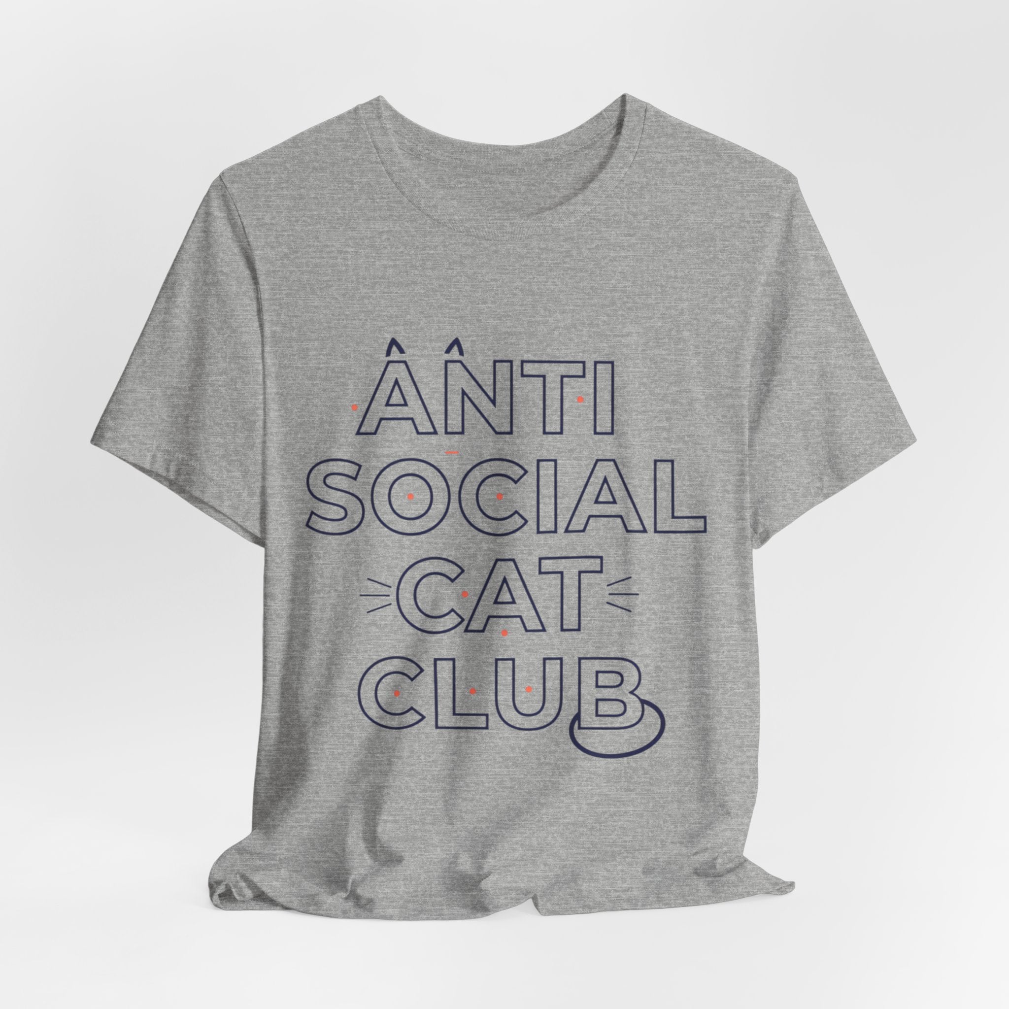 Outline 'ANTI SOCIAL CAT CLUB' Typography Tee | hollow font, minimalist outline text shirt
