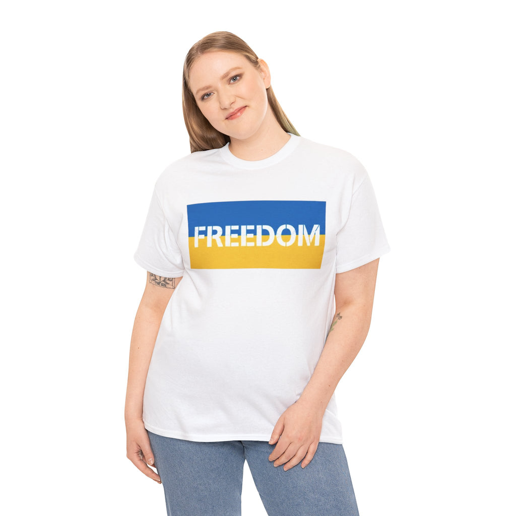 Freedom Flag T‑Shirt — Blue & Yellow Freedom Graphic Tee