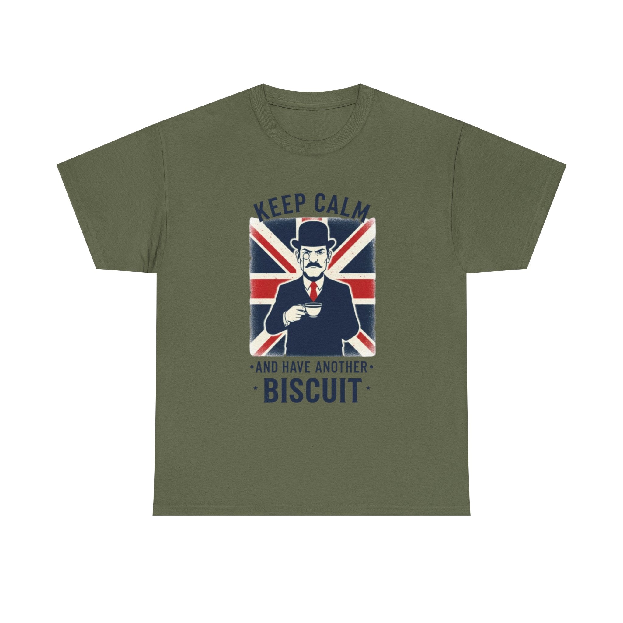Keep Calm and Have Another Biscuit T‑Shirt - British Union Jack Tea Humor