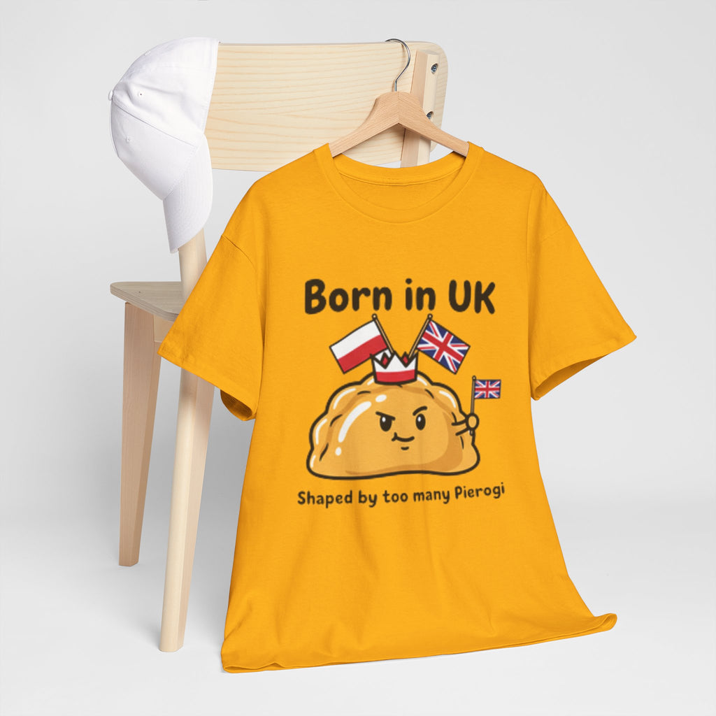 Born in UK Pierogi T‑Shirt — Funny Polish‑British Pride Tee
