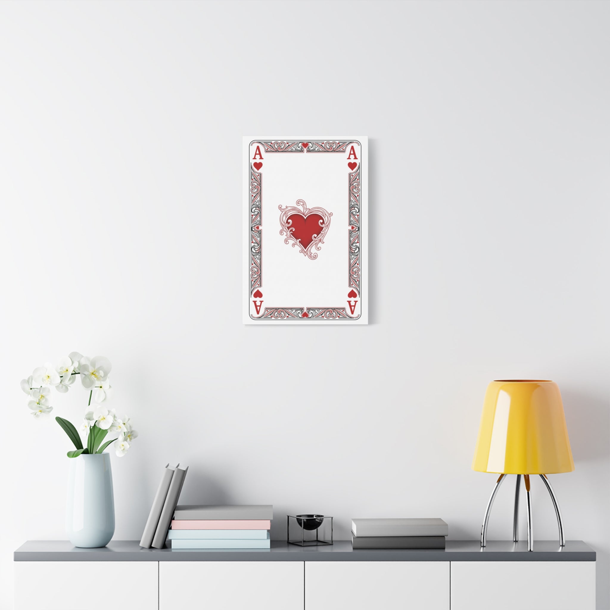 Ace of Hearts Canvas Wall Art — Romantic Playing Card Print